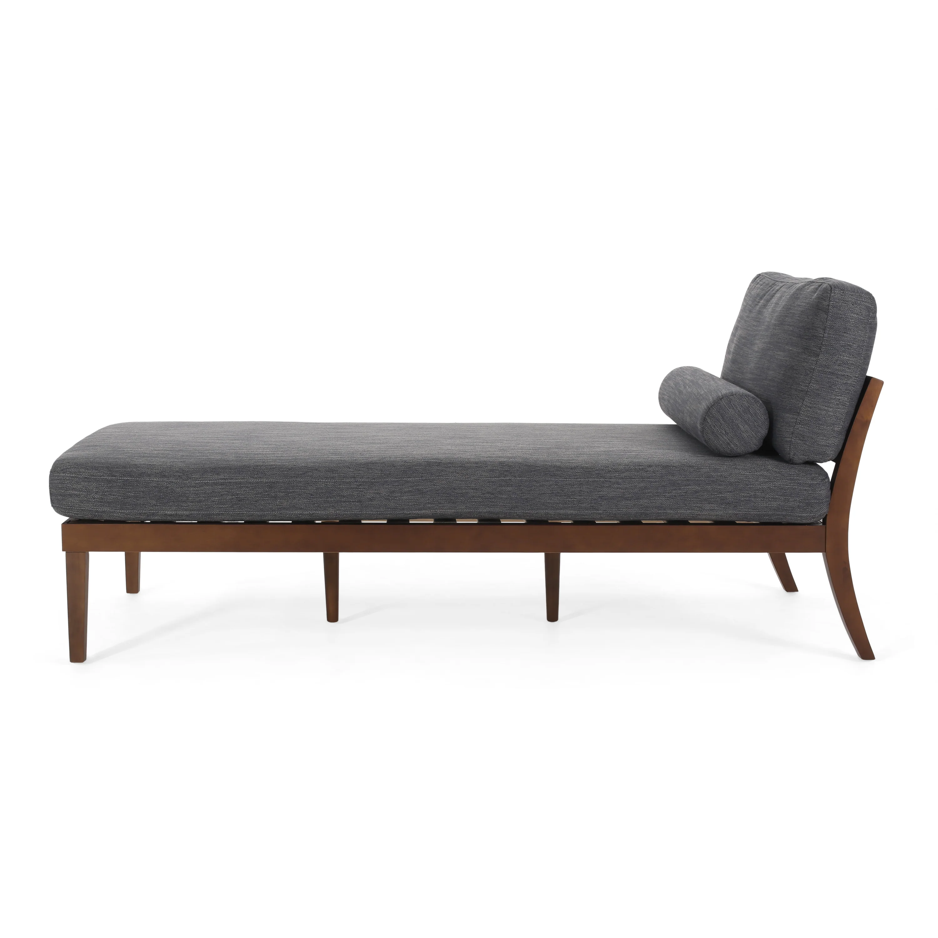 Lochmere Mid Century Modern Fabric Chaise Lounge with Bolster Pillow - furnishings