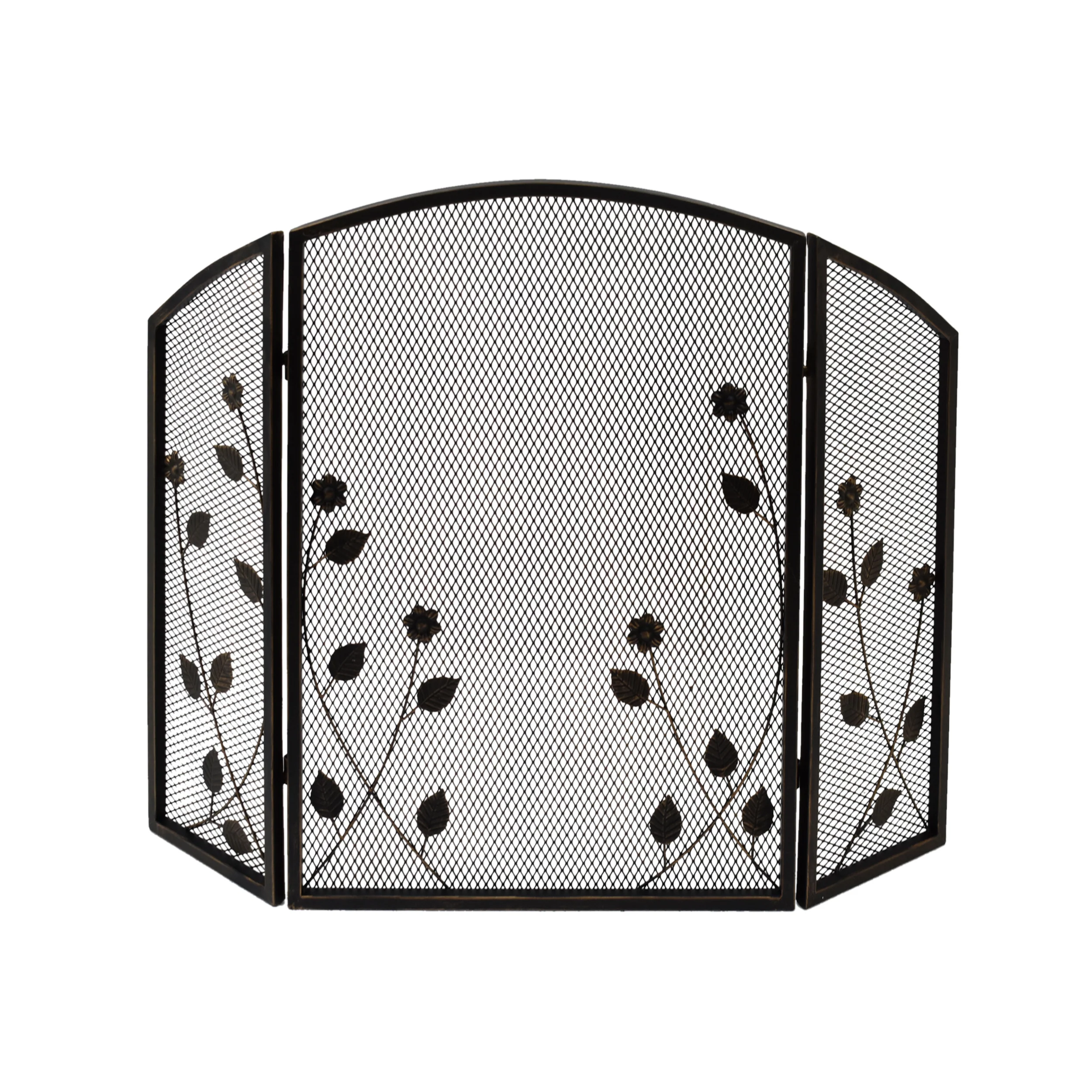 Jenna Modern Iron Firescreen with Leaf Accents - furnishings