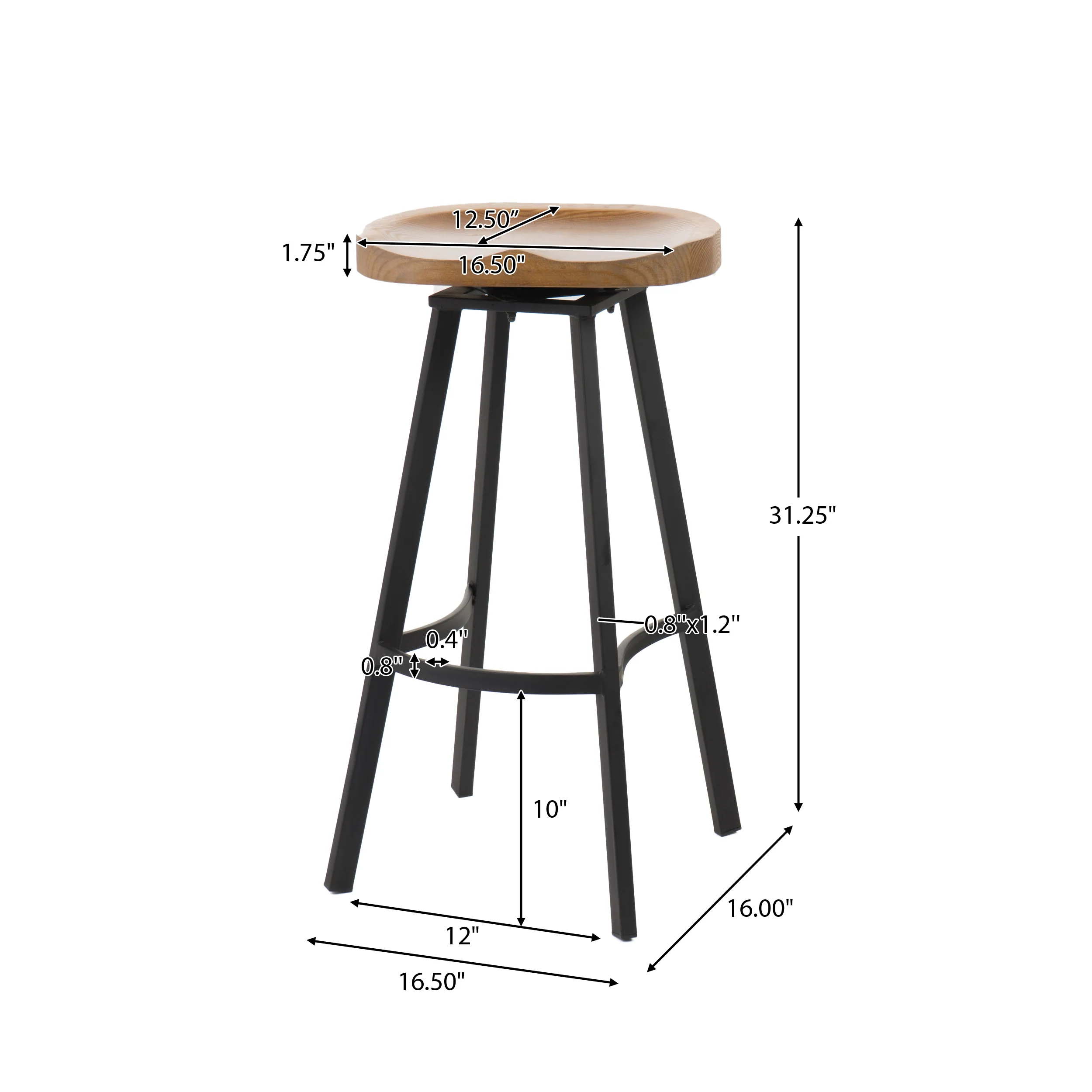 Shea 32-Inch Wood and Iron Rustic Swivel Barstool (Set of 2) - furnishings