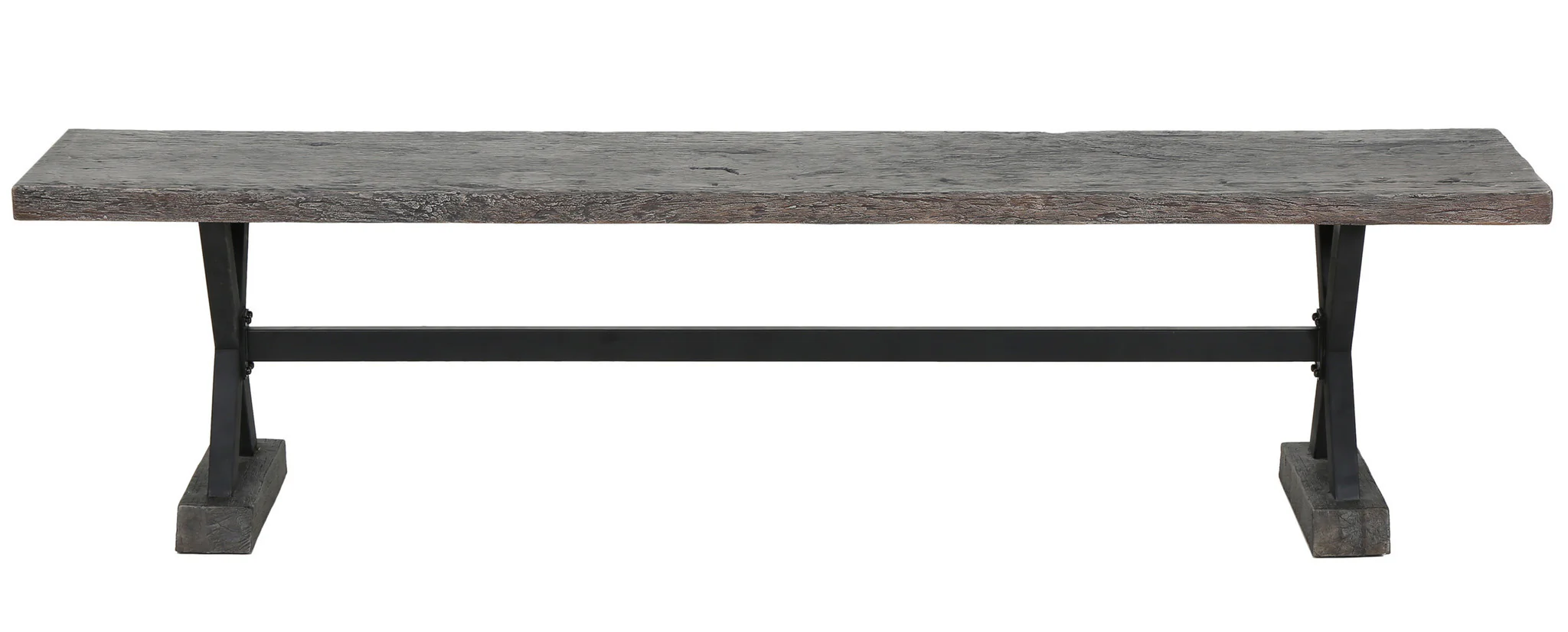 Cogna Farmhouse Brown and Black Lightweight Concrete Dining Benches (Set of 2) - furnishings