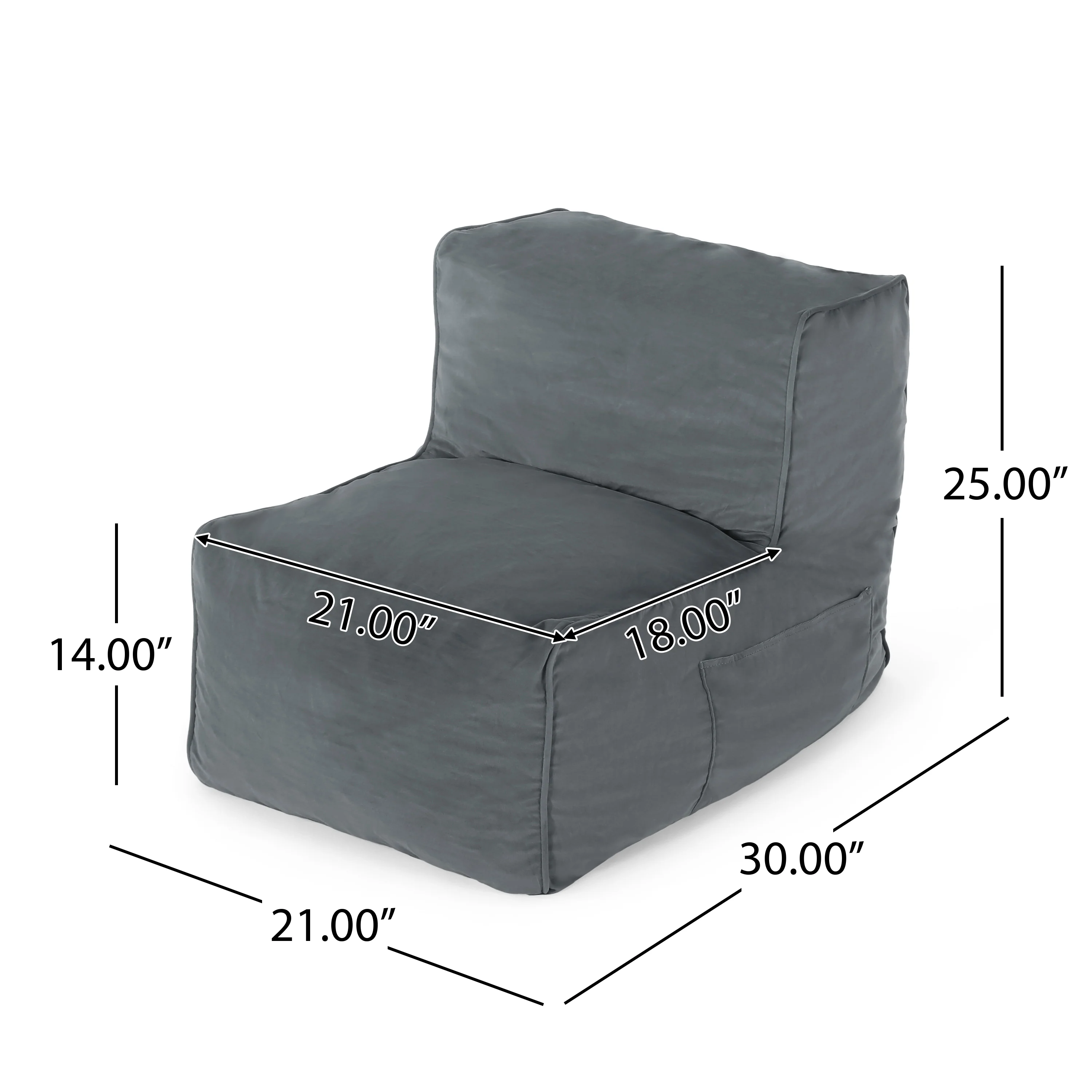 Caraway Modern Velvet Bean Bag Chair - furnishings
