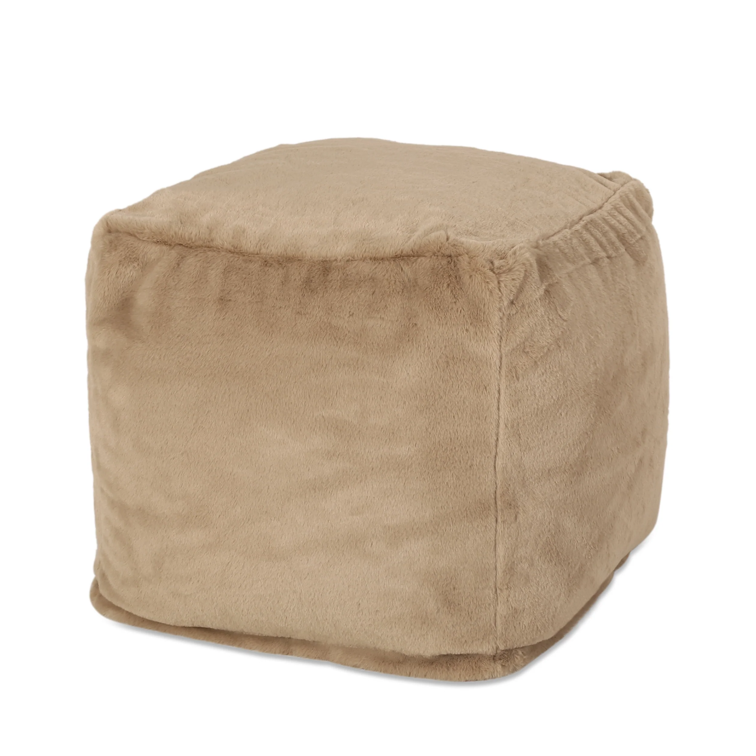 Pickerel Modern Glam Faux Fur Cube Pouf - furnishings
