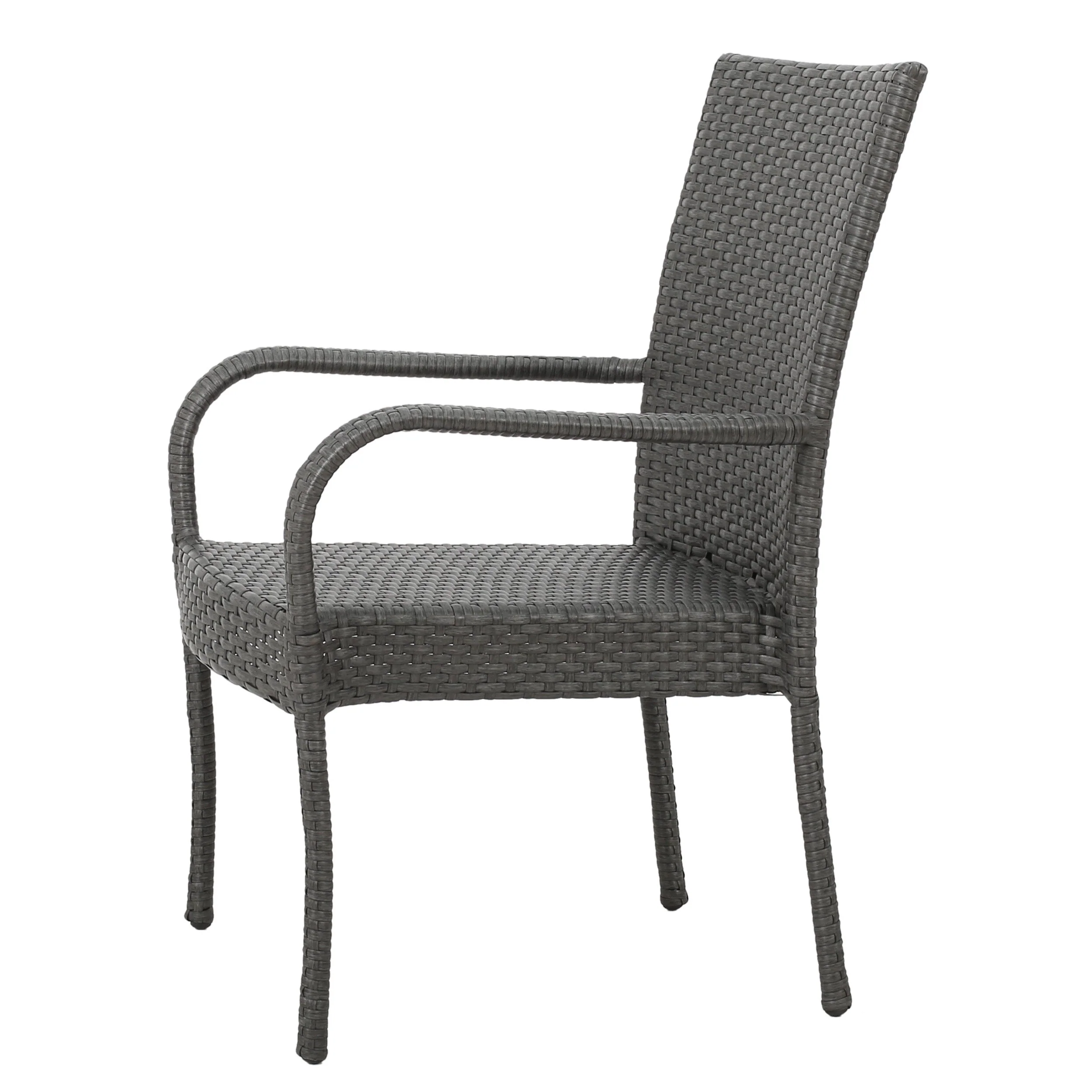 Ford Outdoor 7 Piece Wood and Wicker Dining Set, Gray Finish and Gray - furnishings