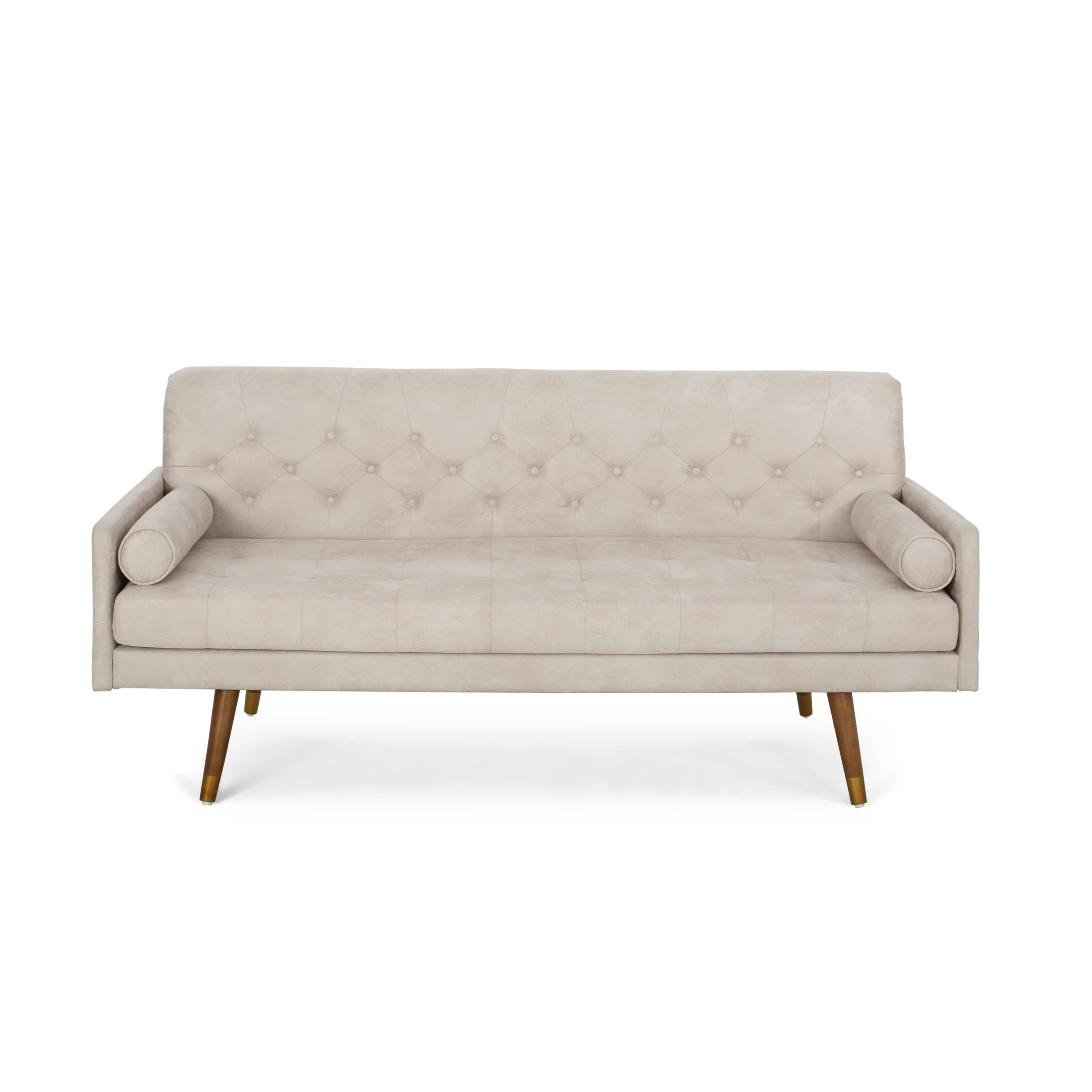 Truda Mid Century Modern Microfiber Sofa with Button Accents - furnishings