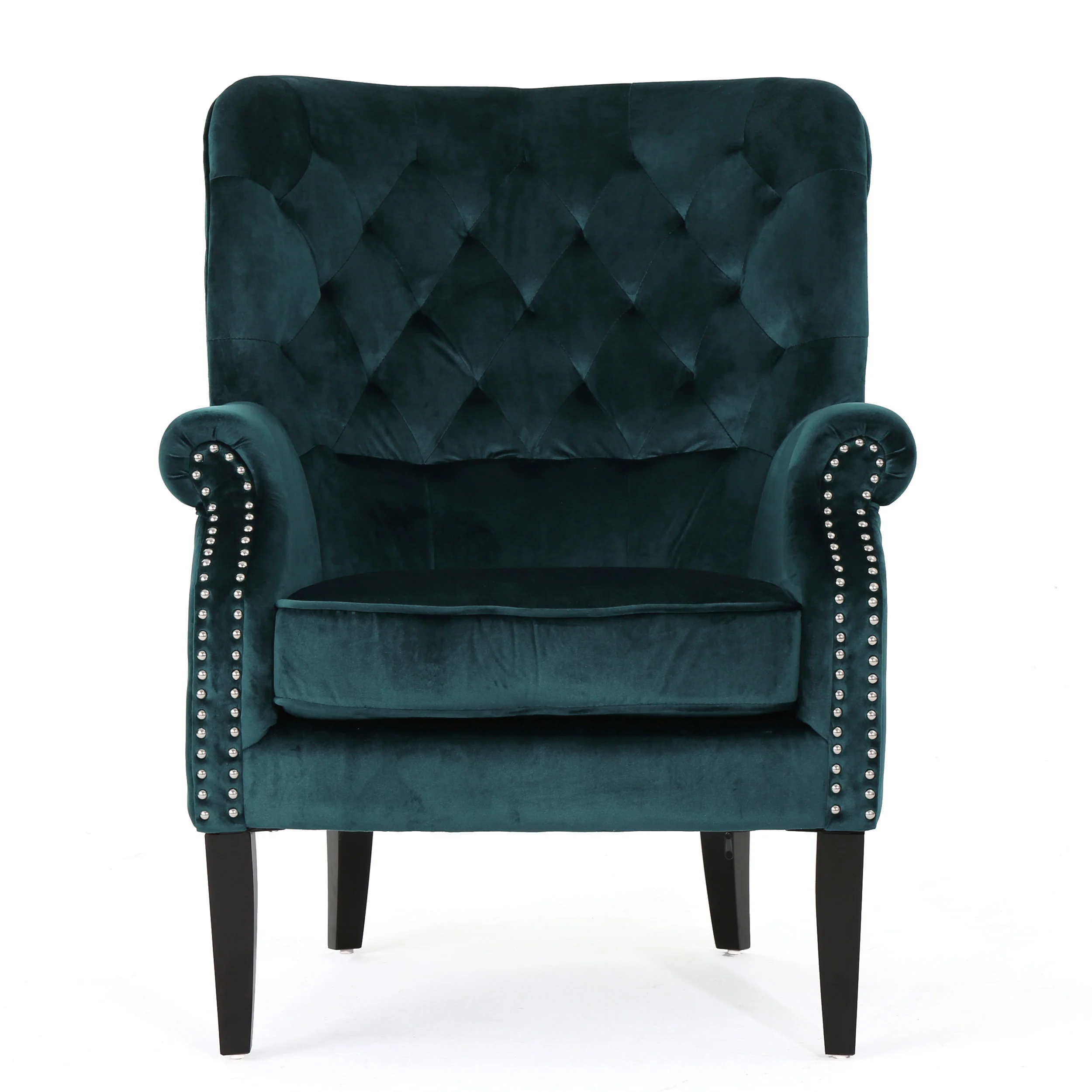 Tomlin Modern Glam Velvet Club Chair with Nailhead Trim - furnishings