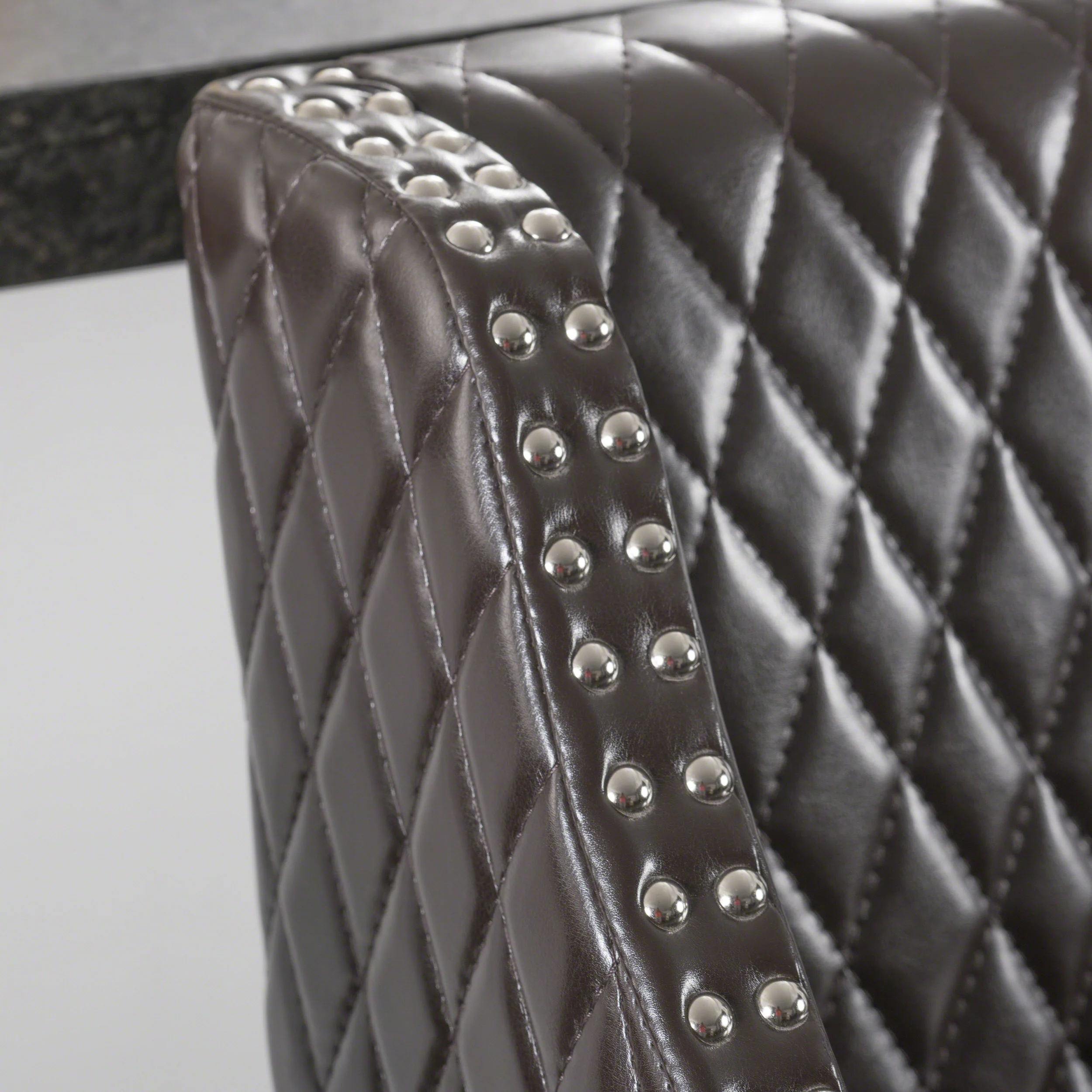 Larue Contemporary Quilted Brown Bonded Leather Barstool with Nailhead Trim - furnishings