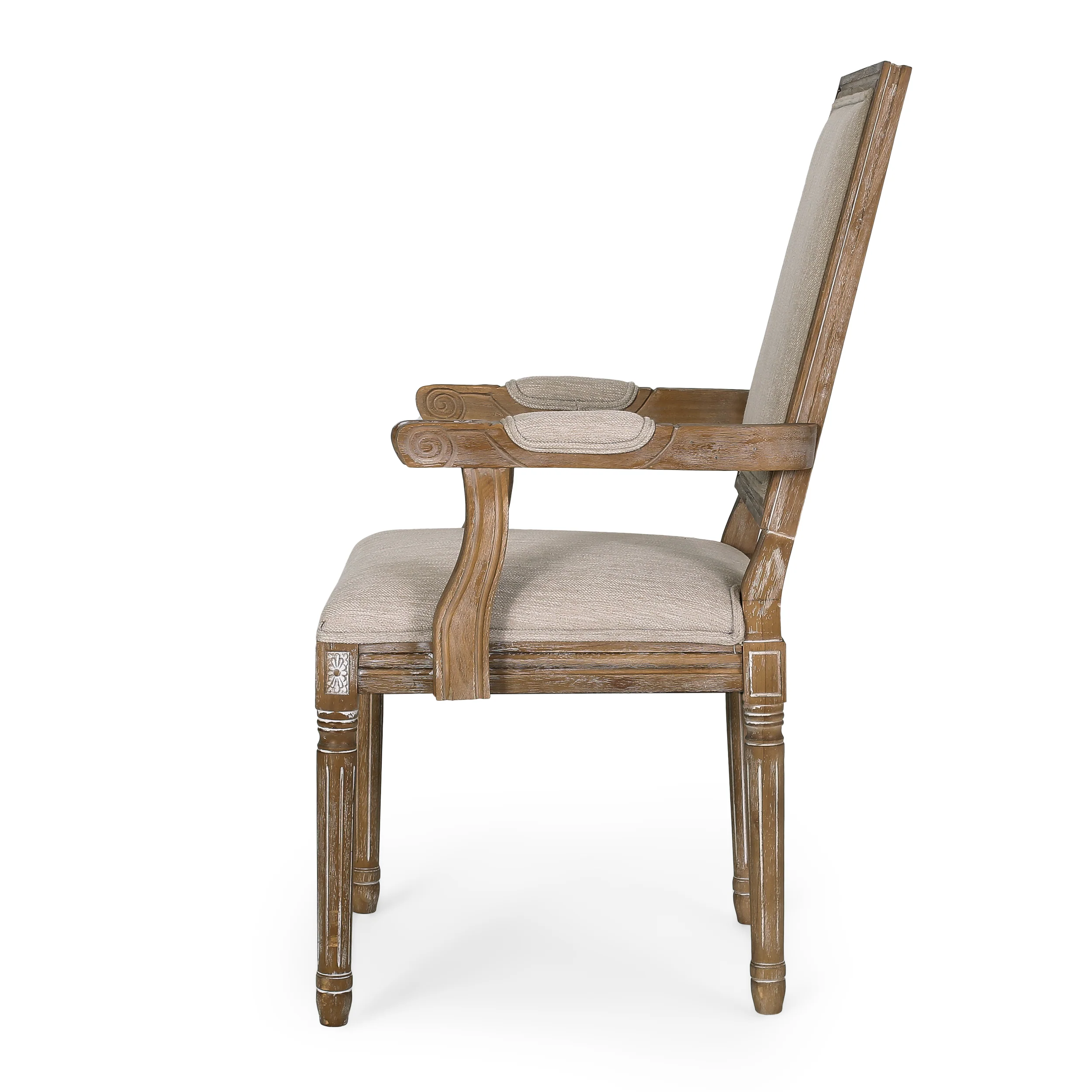 Regan French Country Fabric Upholstered Wood Expandable 7 Piece Dining Set - furnishings