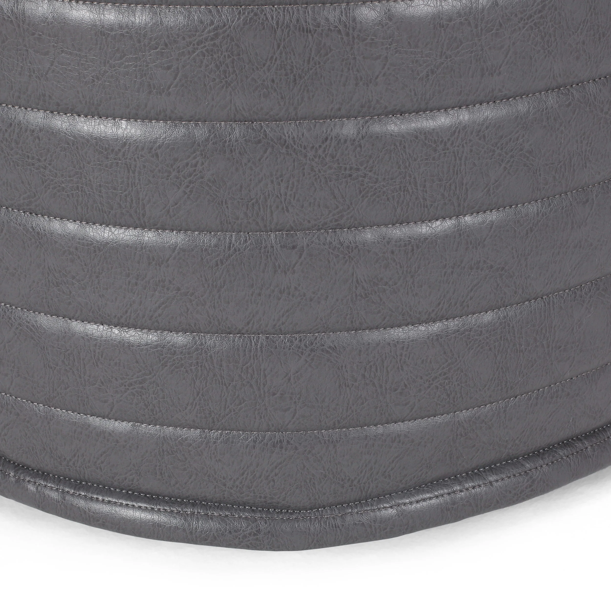 Conrail Contemporary Faux Leather Channel Stitch Pouf - furnishings