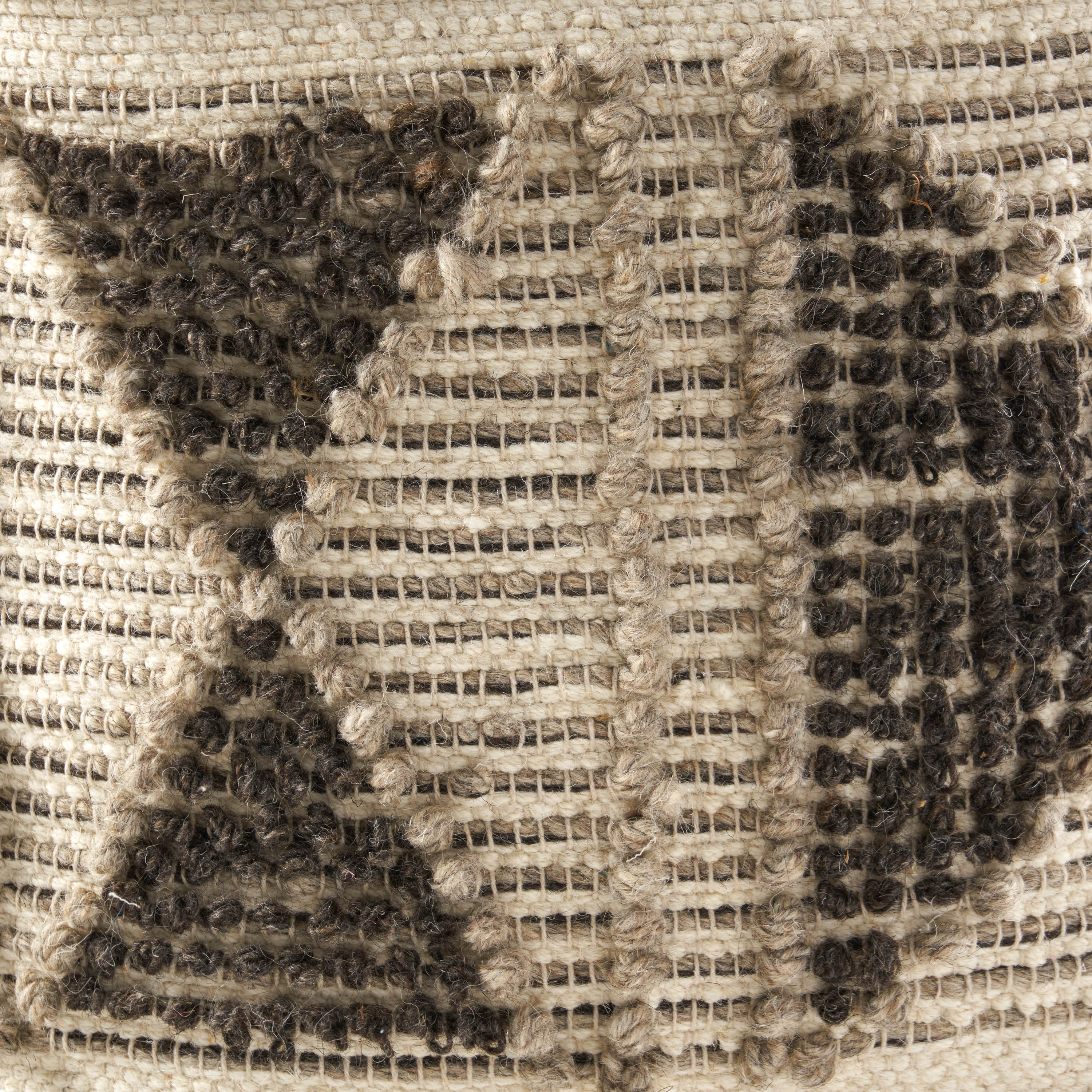 Sally Cube Pouf, Boho, Gray and Ivory Wool and Cotton - furnishings