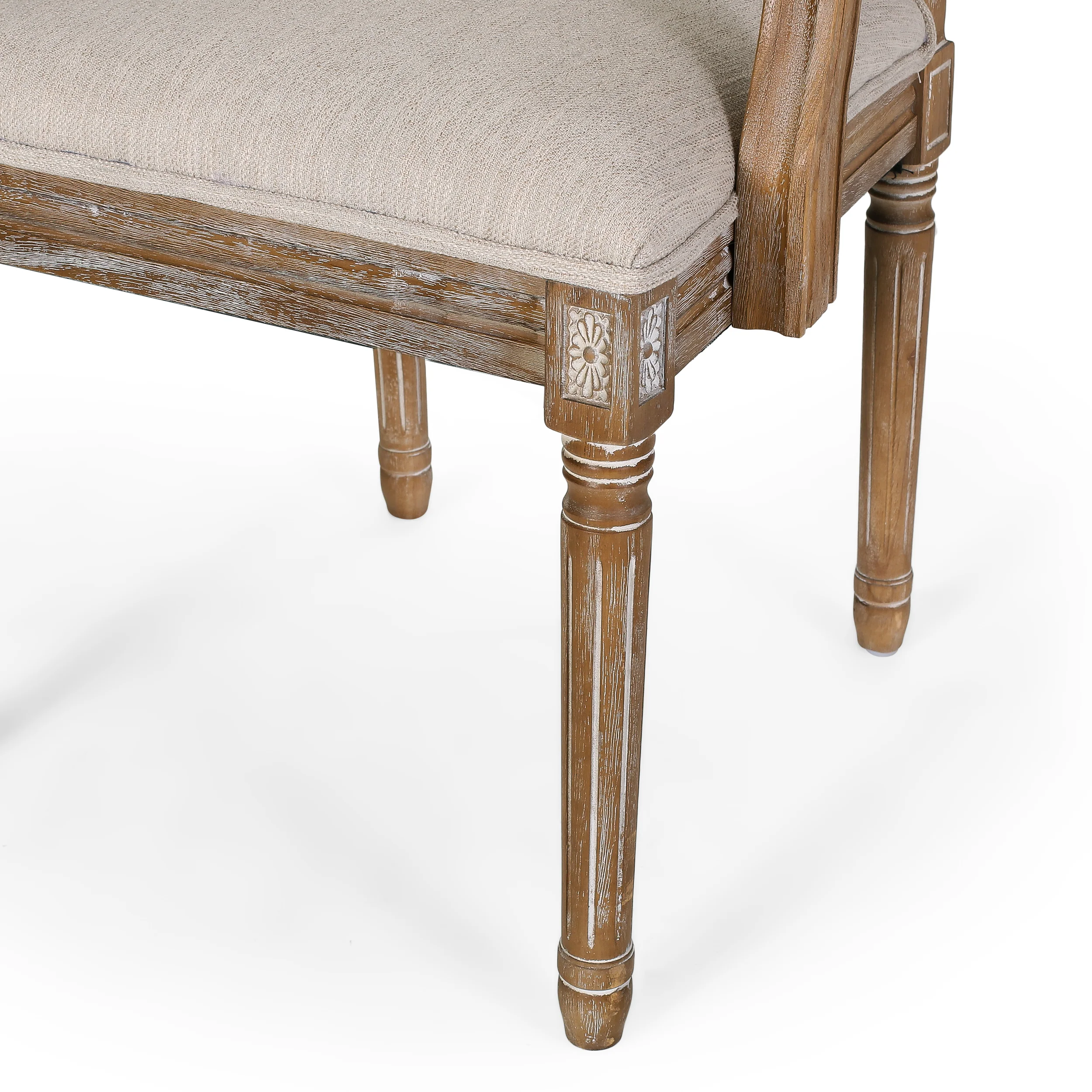 Regan French Country Fabric Upholstered Wood Expandable 7 Piece Dining Set - furnishings