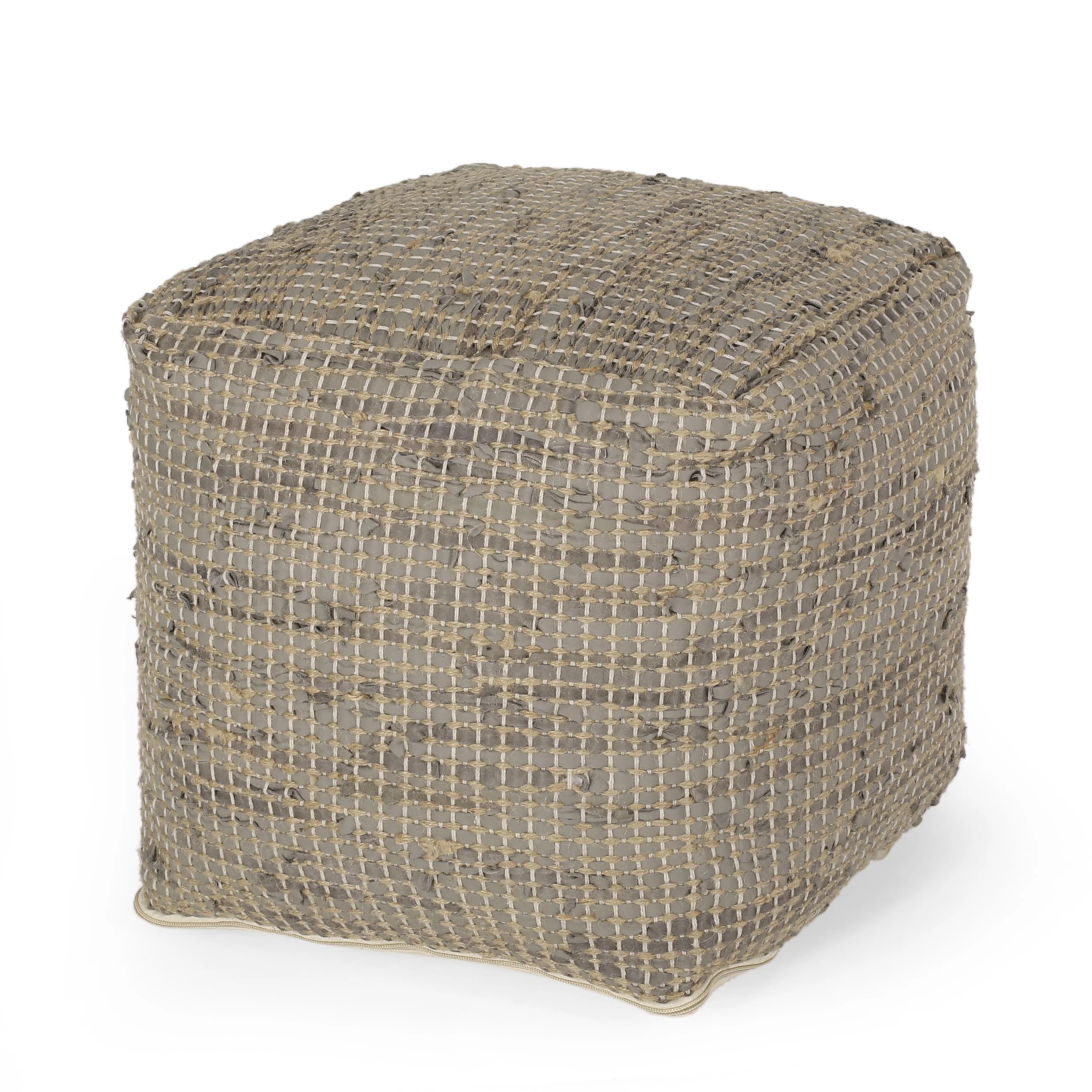 Glencoe Boho Handcrafted Fabric Cube Pouf - furnishings