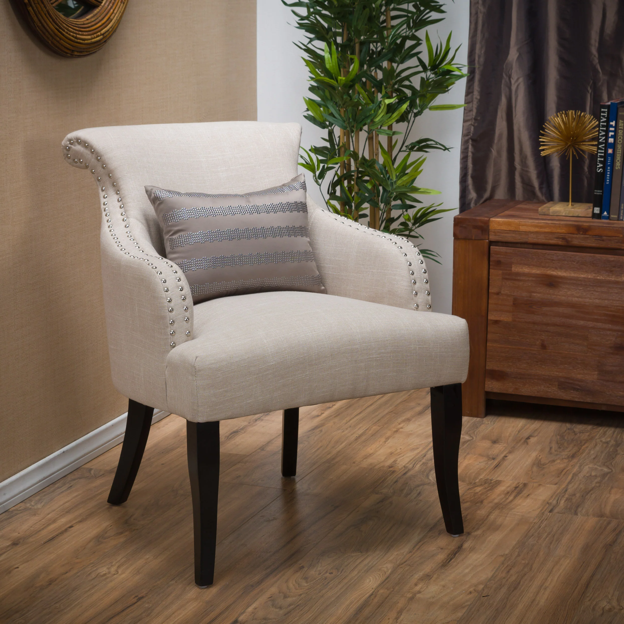 Baldwin Light Beige Fabric Accent Chair - furnishings