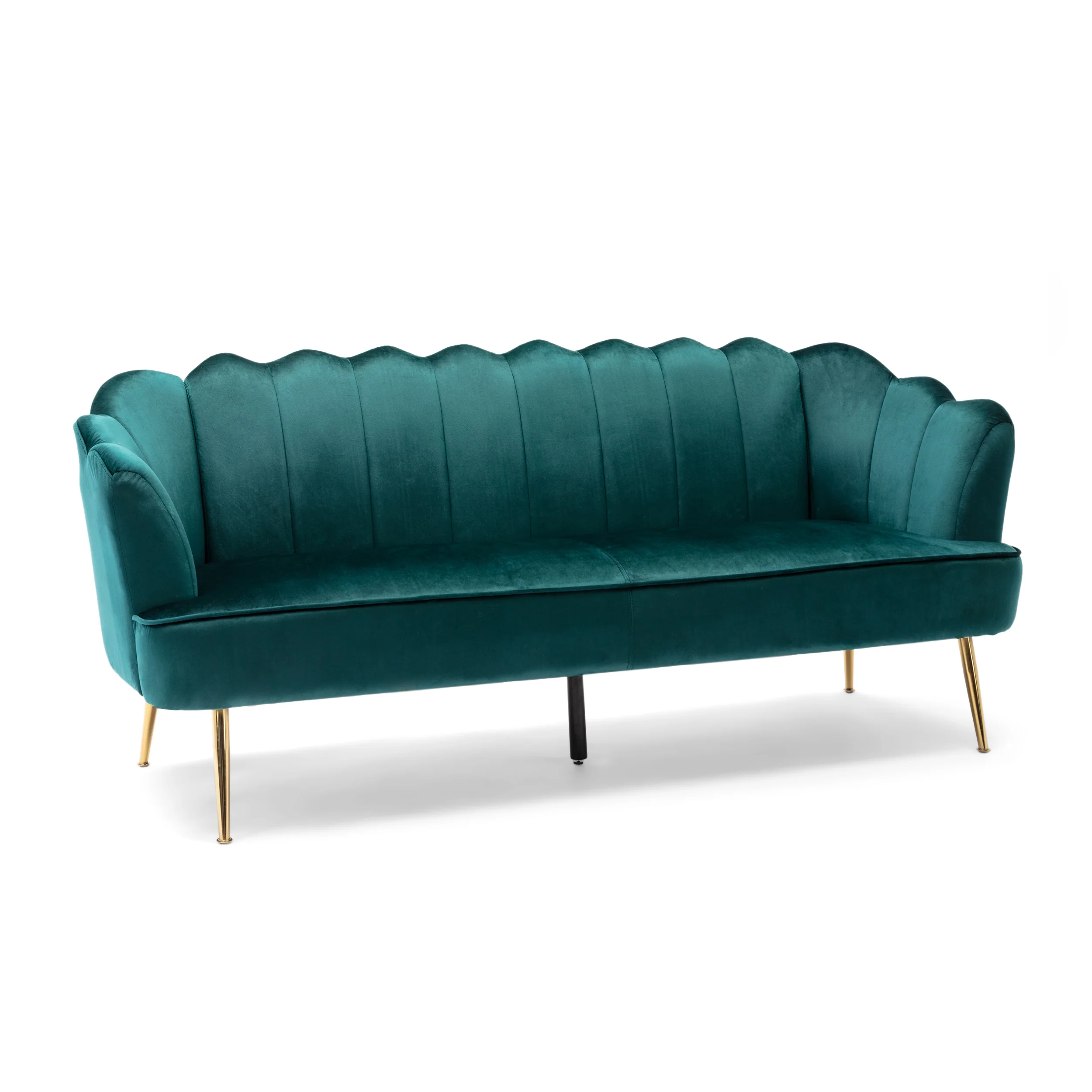 Ohnstad Modern Glam Velvet Channel Stitch 3 Seater Shell Sofa - furnishings
