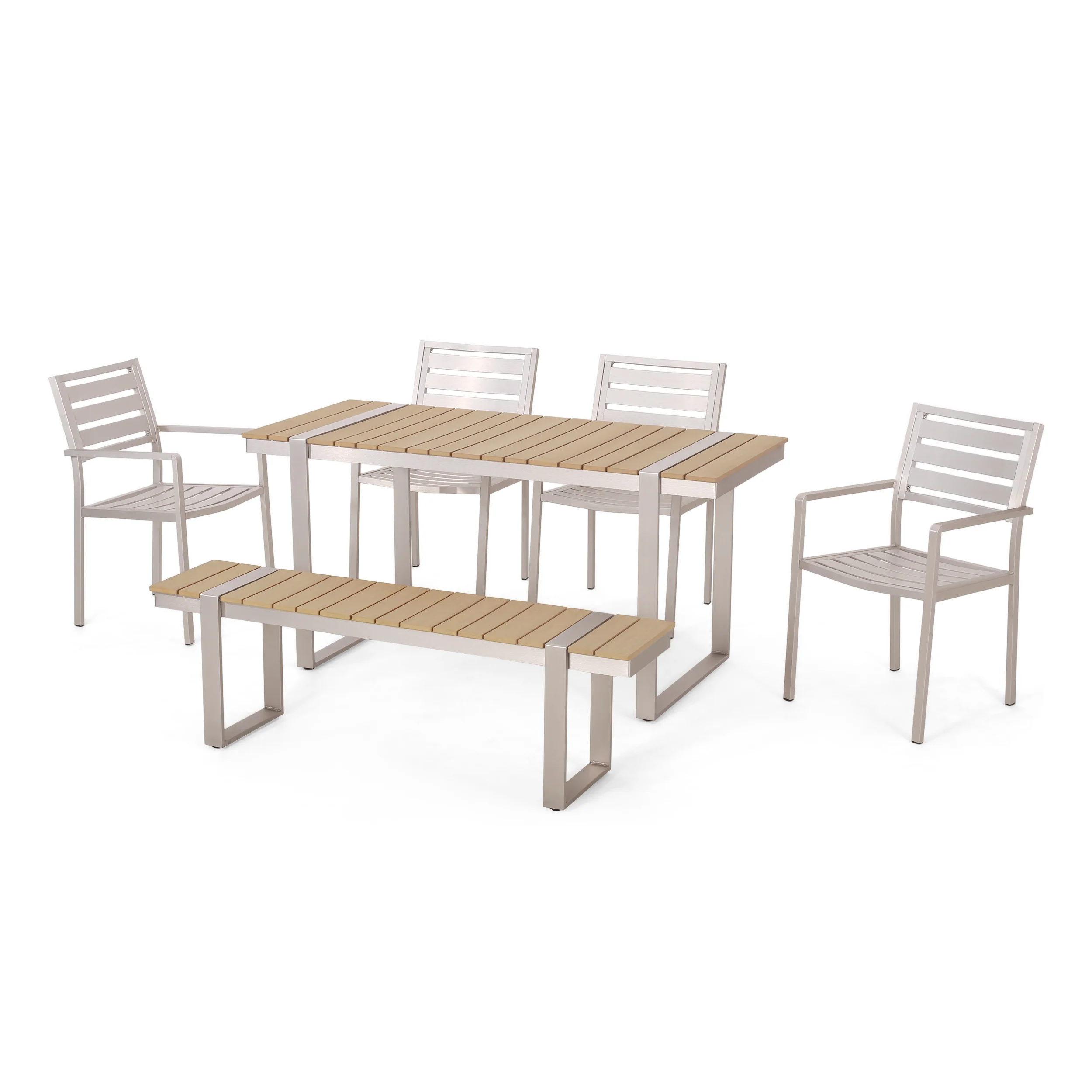 Caney Outdoor 6 Piece Aluminum Dining Set - furnishings