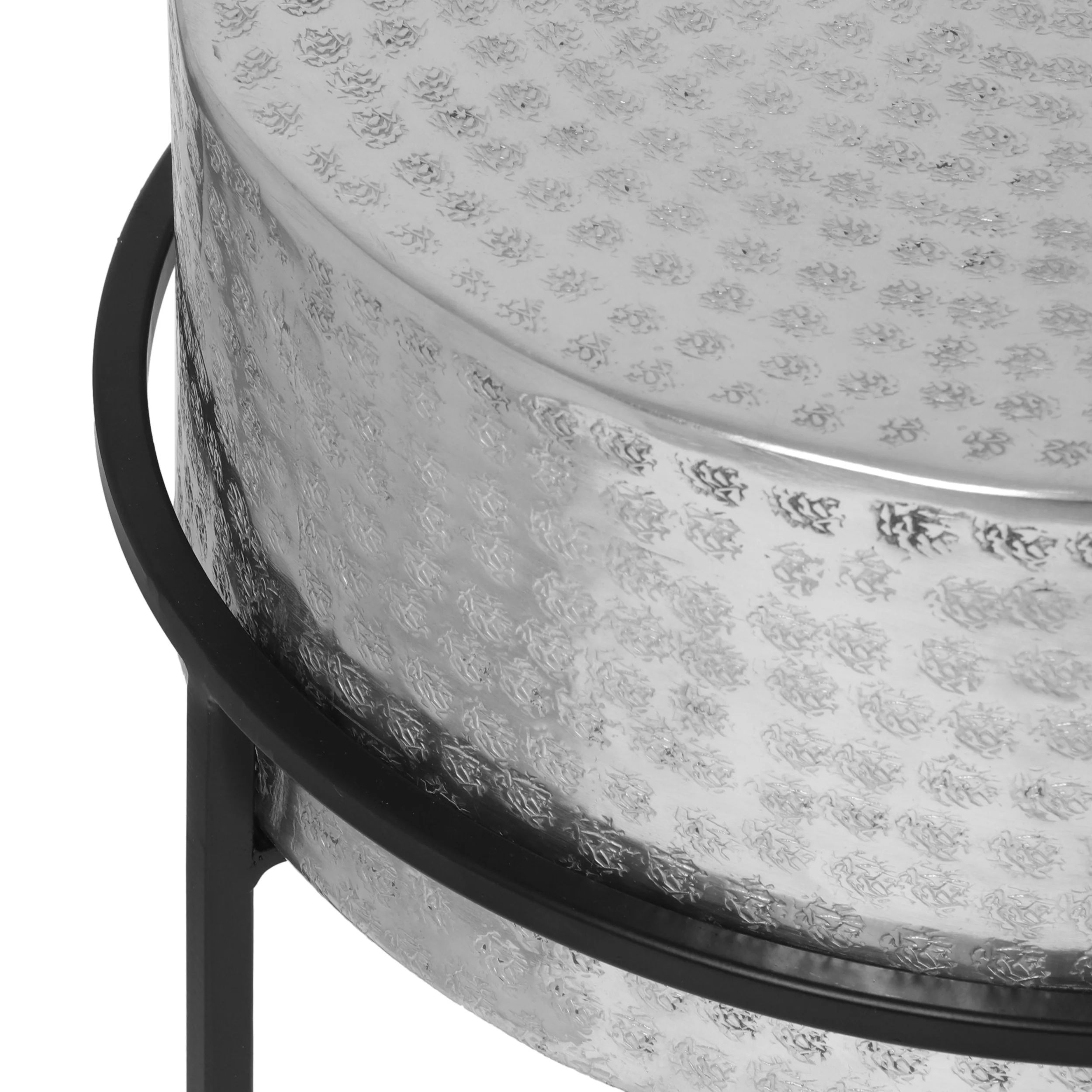 Kolczak Modern Handcrafted Aluminum Round Side Table, Silver and Black - furnishings
