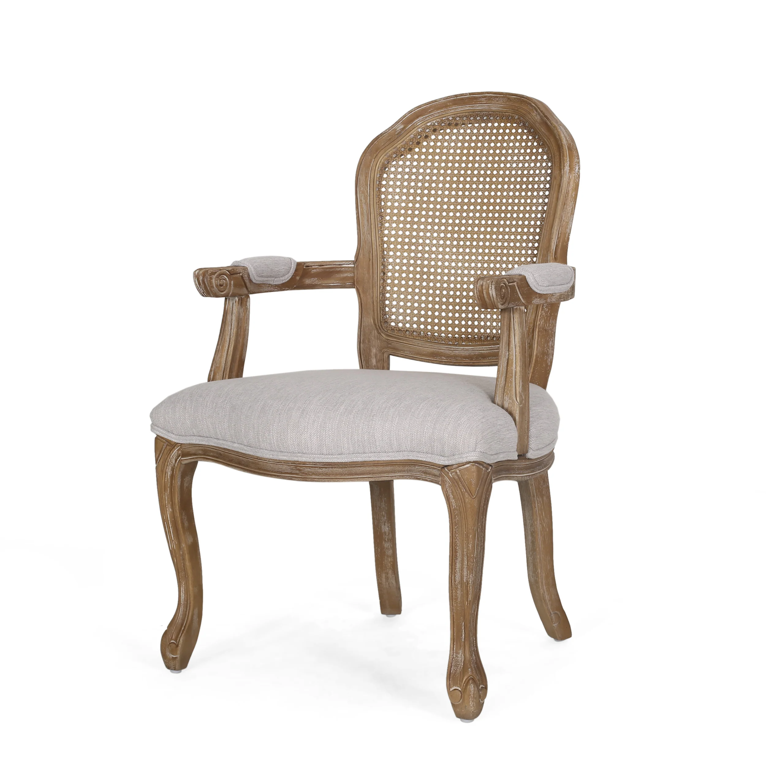 Mariette French Country Wood and Cane Upholstered Dining Chair, Set of 6 - furnishings