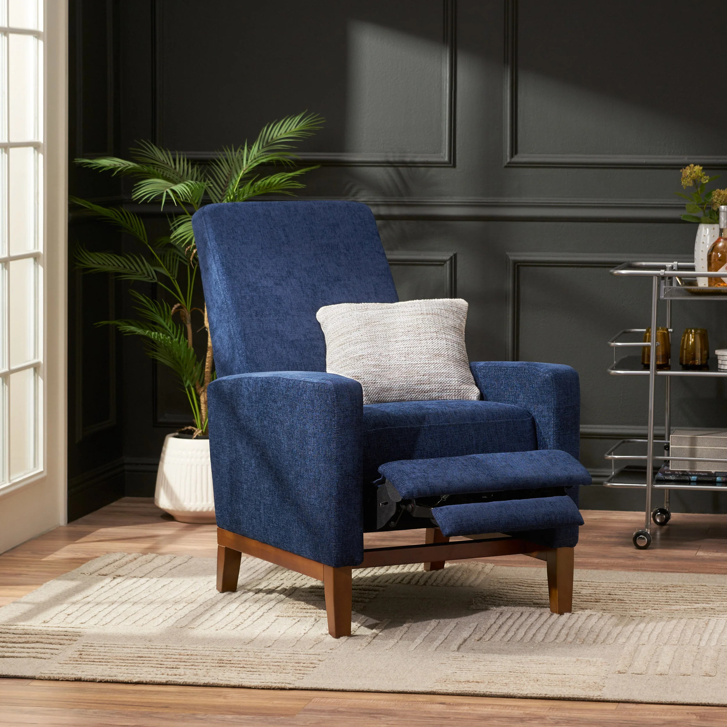 Plevna Contemporary Fabric Upholstered Pushback Recliner - furnishings