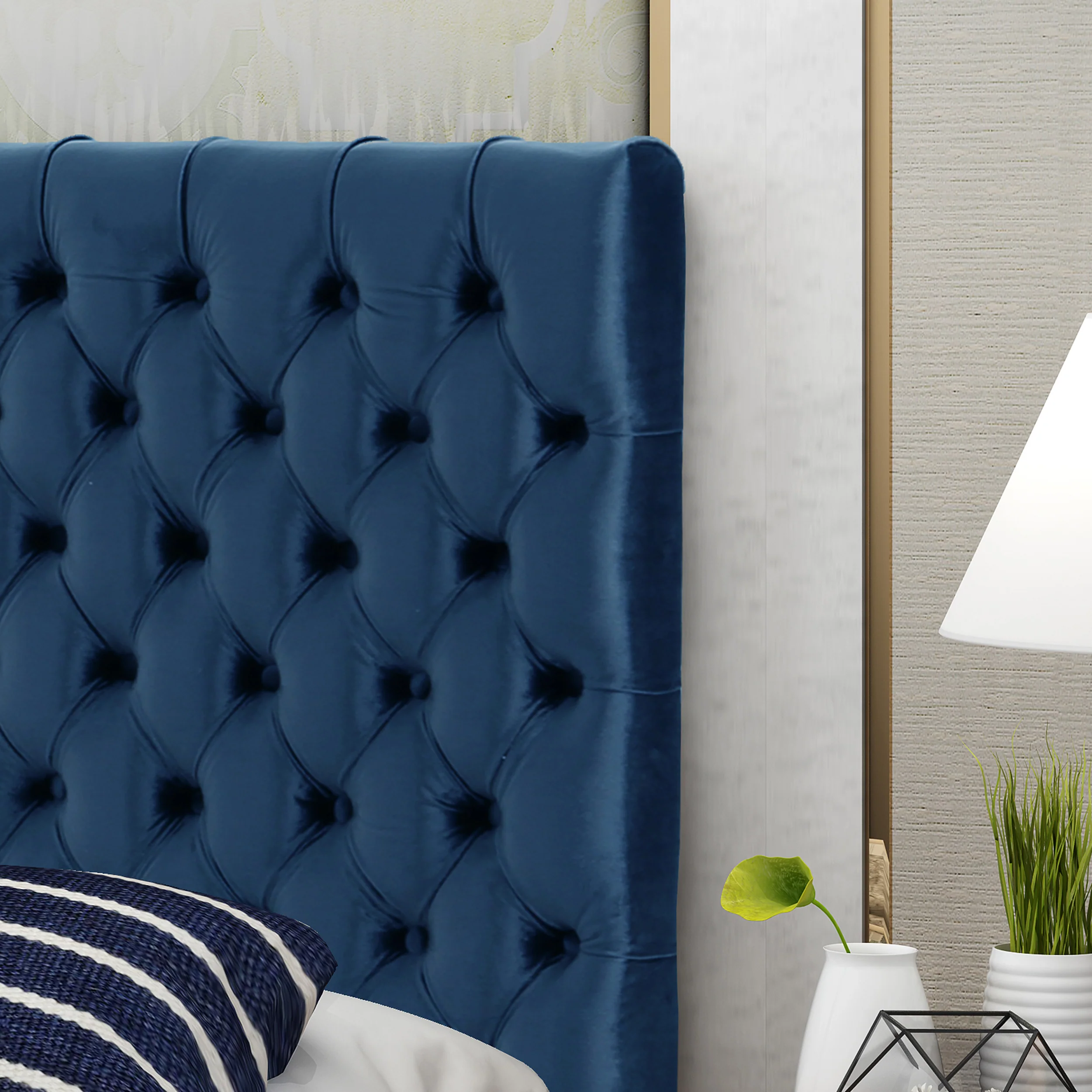 Jezebel Tufted King/ Cal King New Velvet Headboard - furnishings