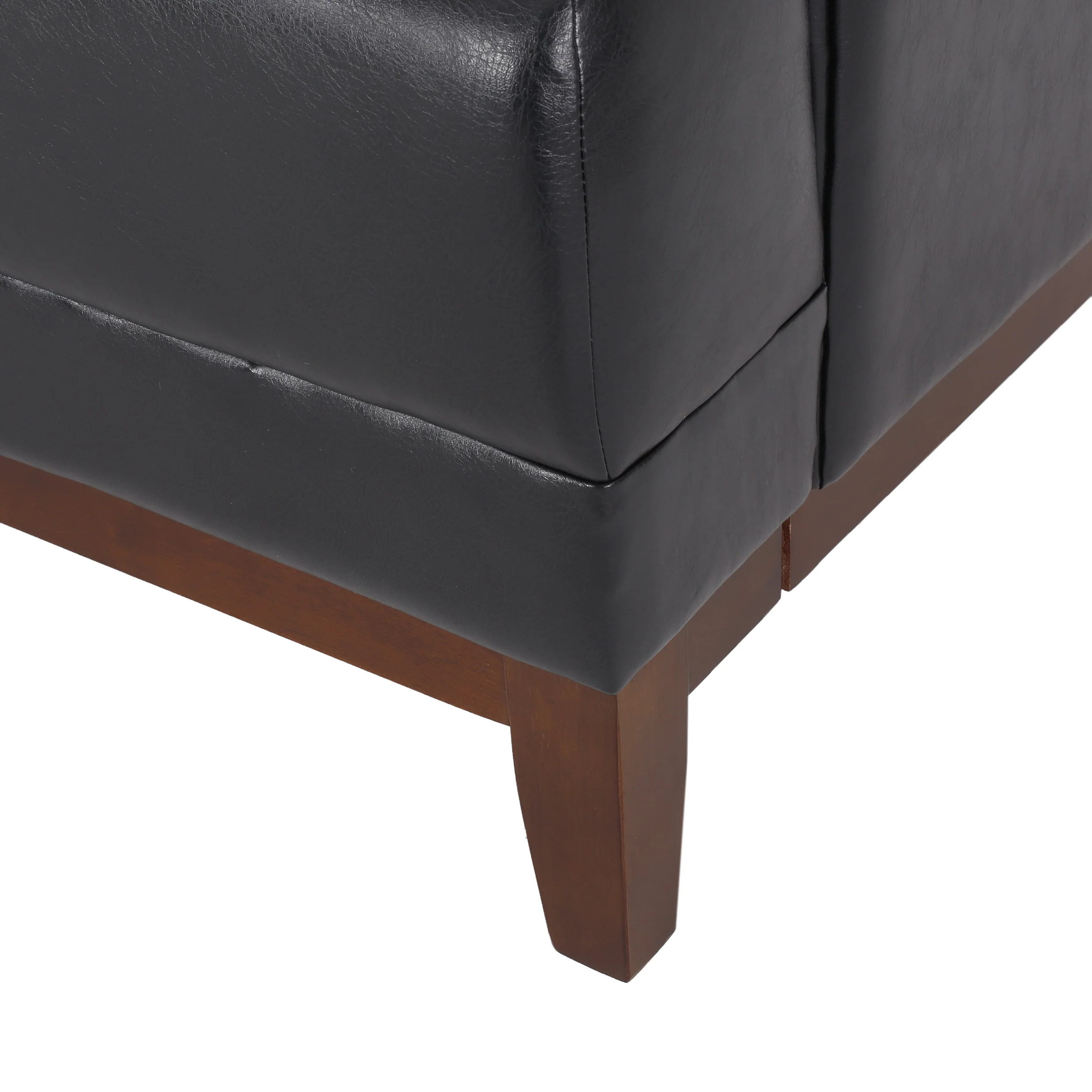 Stefan Mid Century Modern Faux Leather Tufted 3 Seater Sofa - furnishings