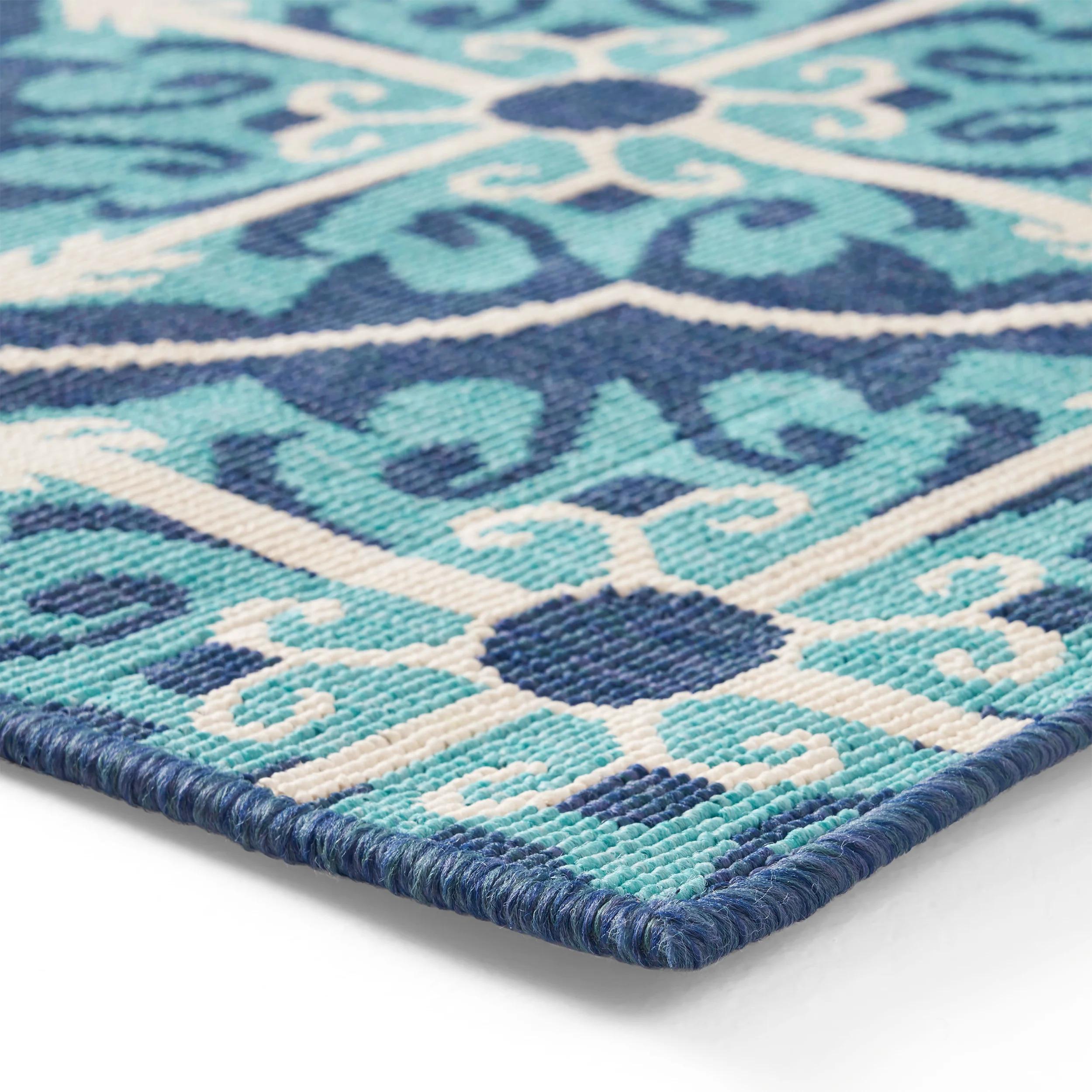 Jamia Outdoor Trellis Area Rug, Navy and Blue - furnishings