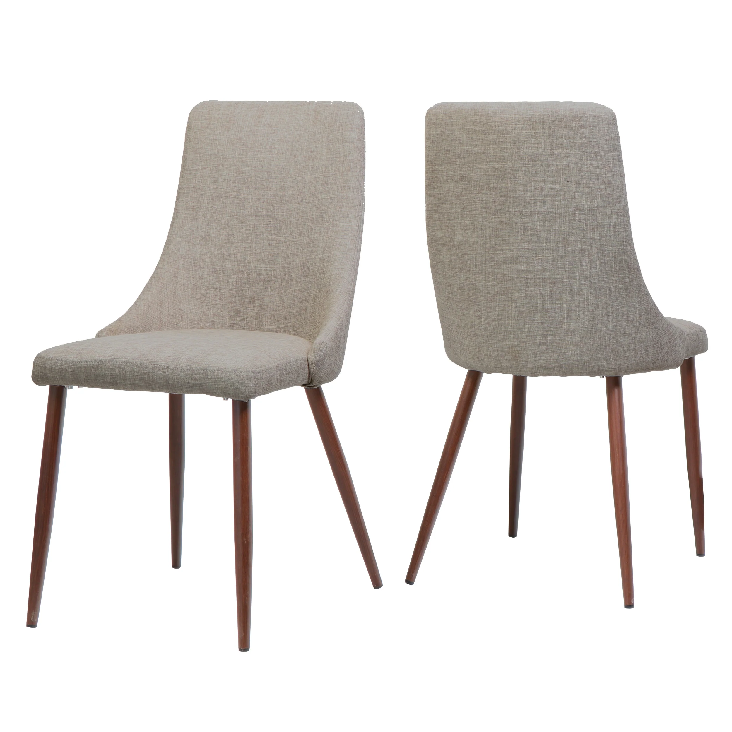 Soloman Mid Century Fabric Dining Chairs with Wood Finished Legs - Set of 2 - furnishings