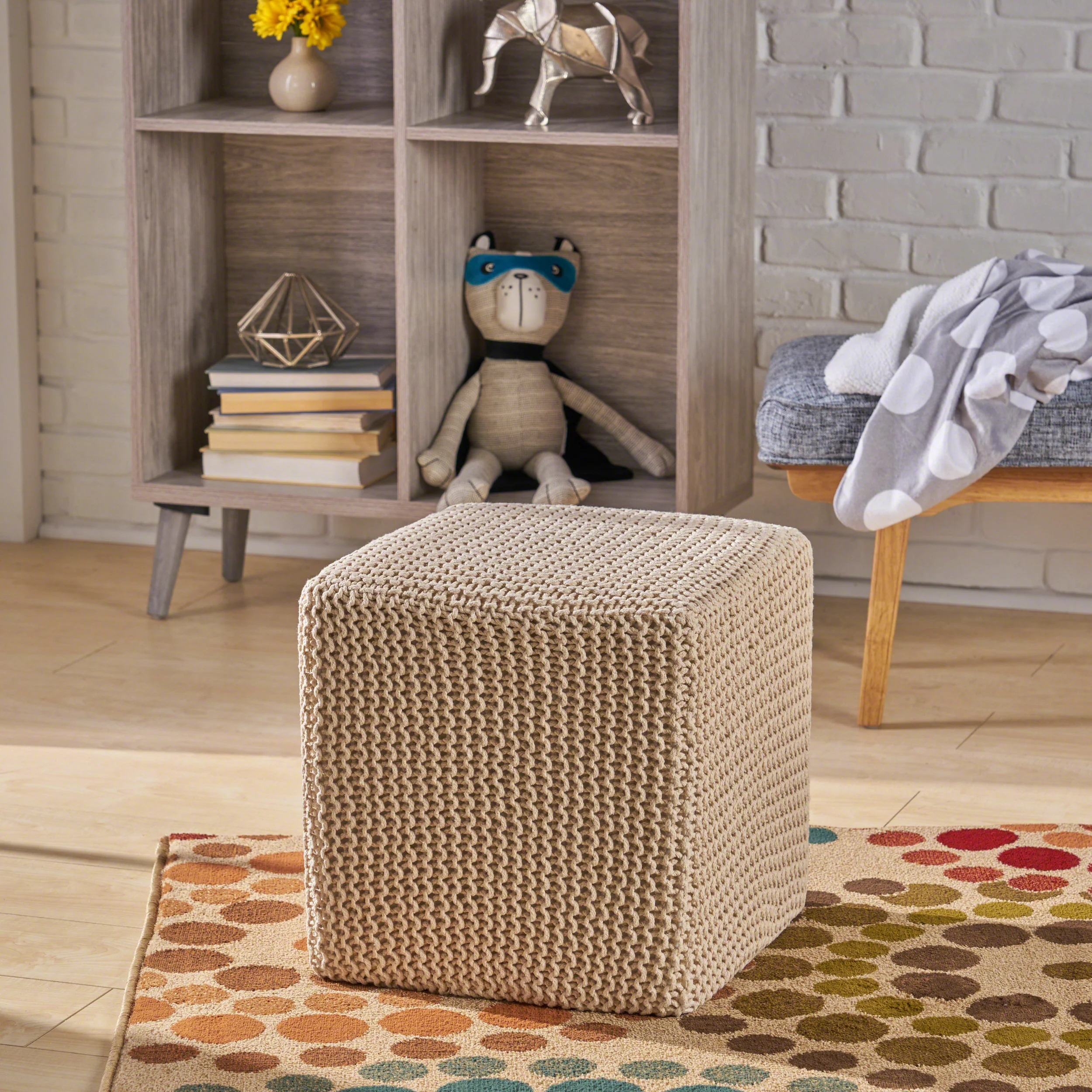 Scott Knitted Foot Stool - furnishings