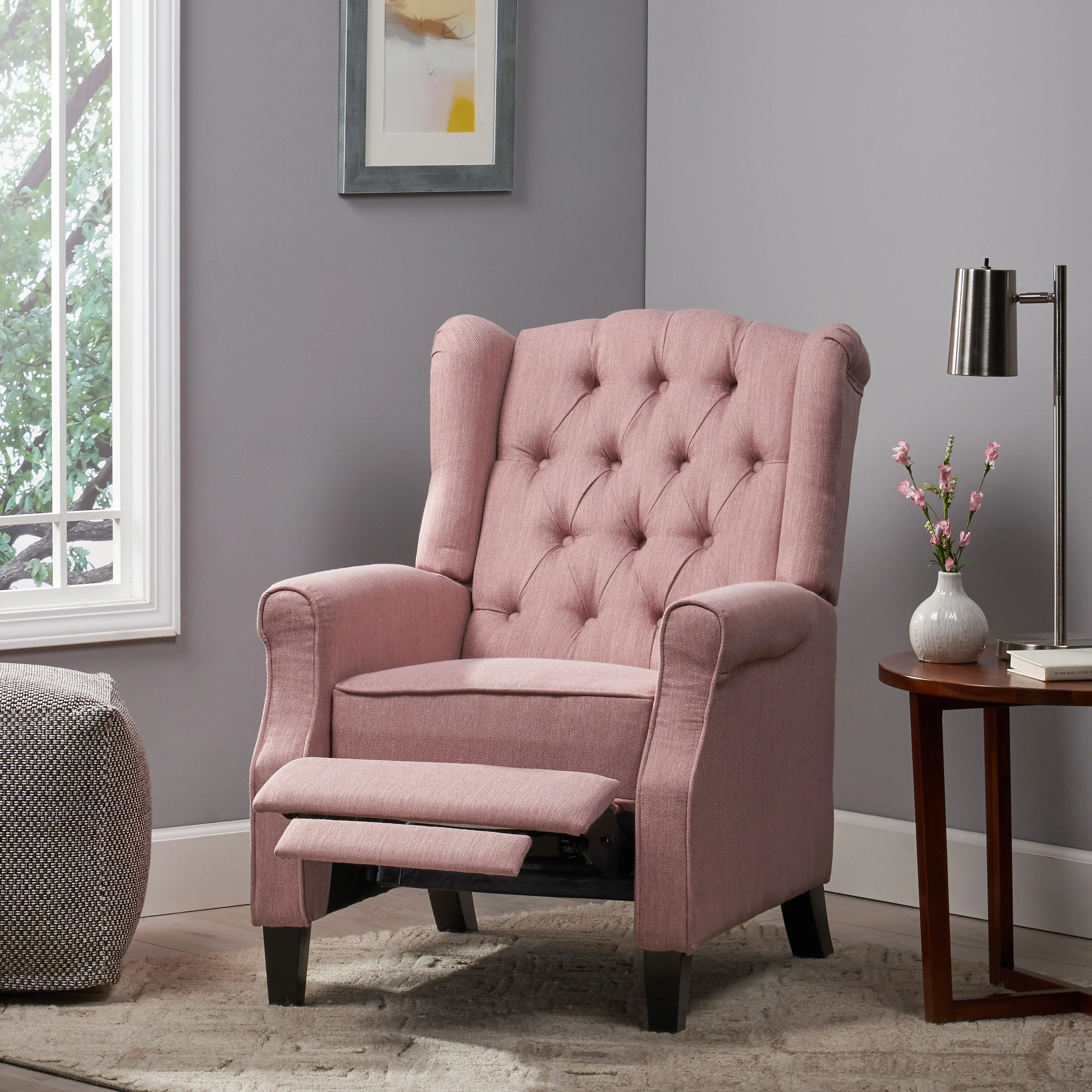 Breyon Contemporary Tufted Fabric Push Back Recliner - furnishings
