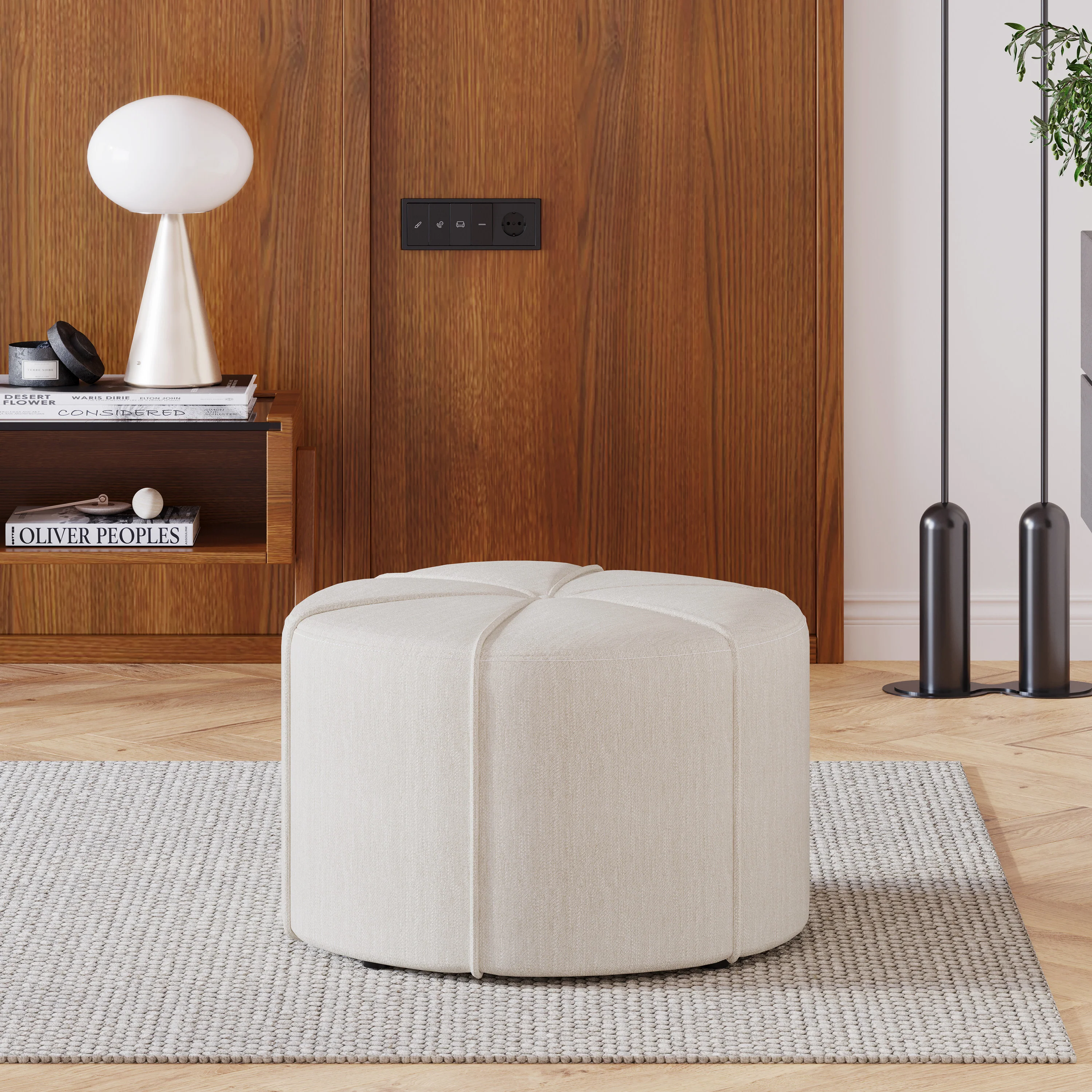 Bergeson Fabric Upholstered Round Ottoman - furnishings