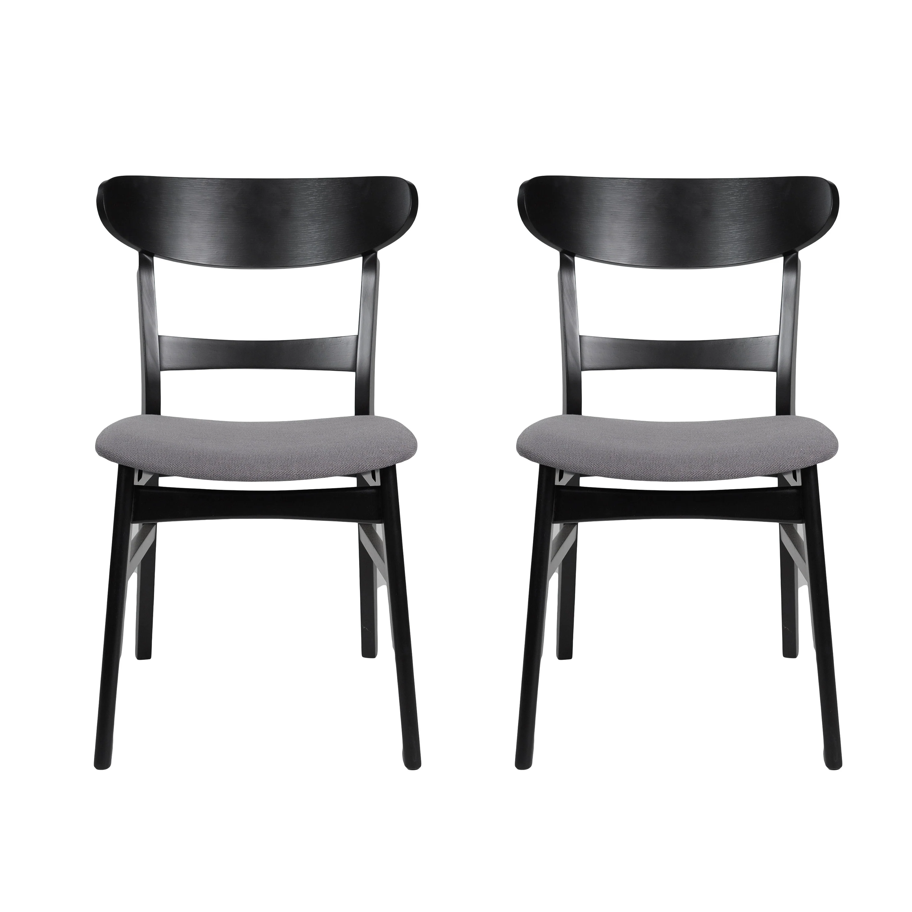 Isador Mid Century Modern Fabric Upholstered Wood Dining Chairs, Set of 2 - furnishings