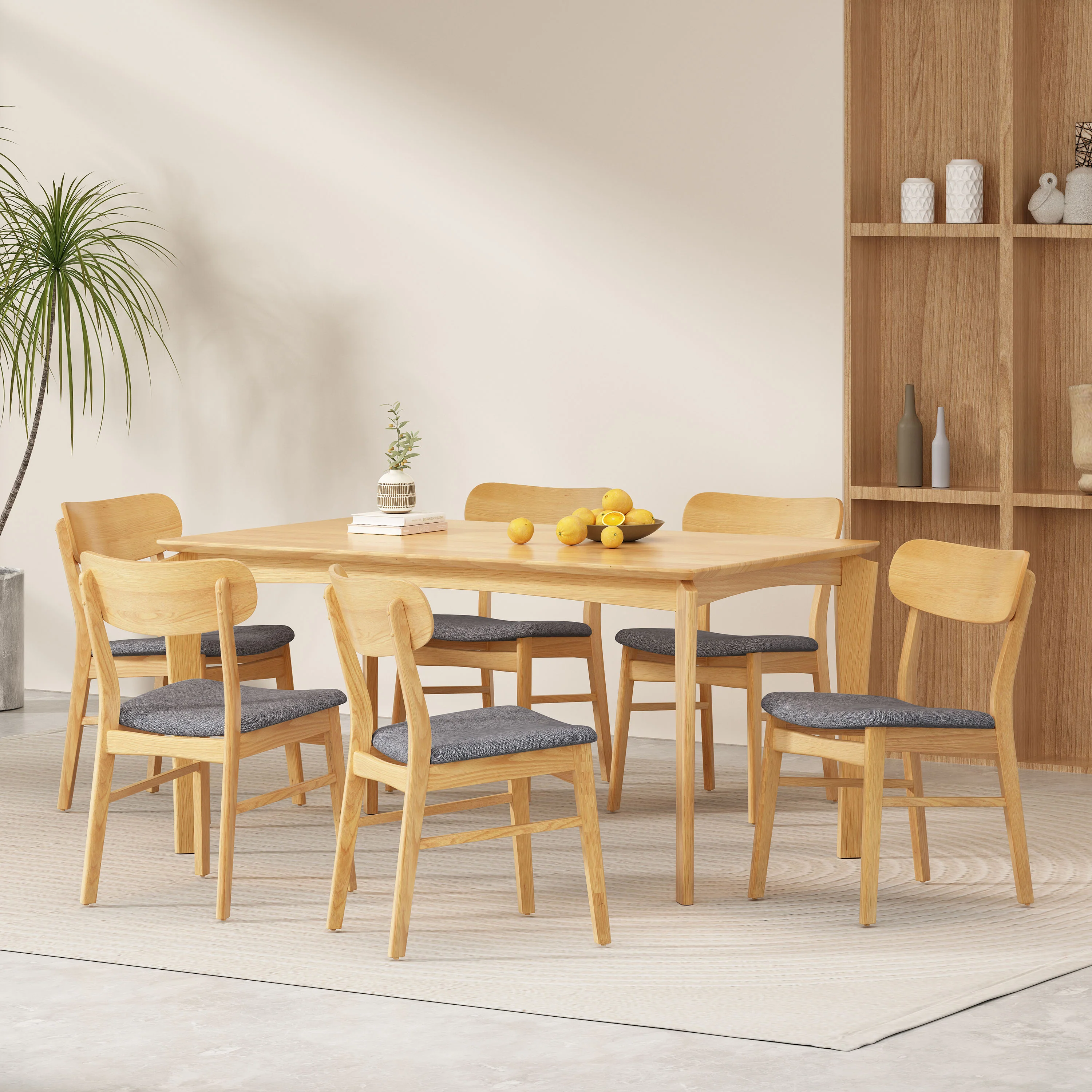Carmody Wood and Fabric 7 Piece Dining Set - furnishings