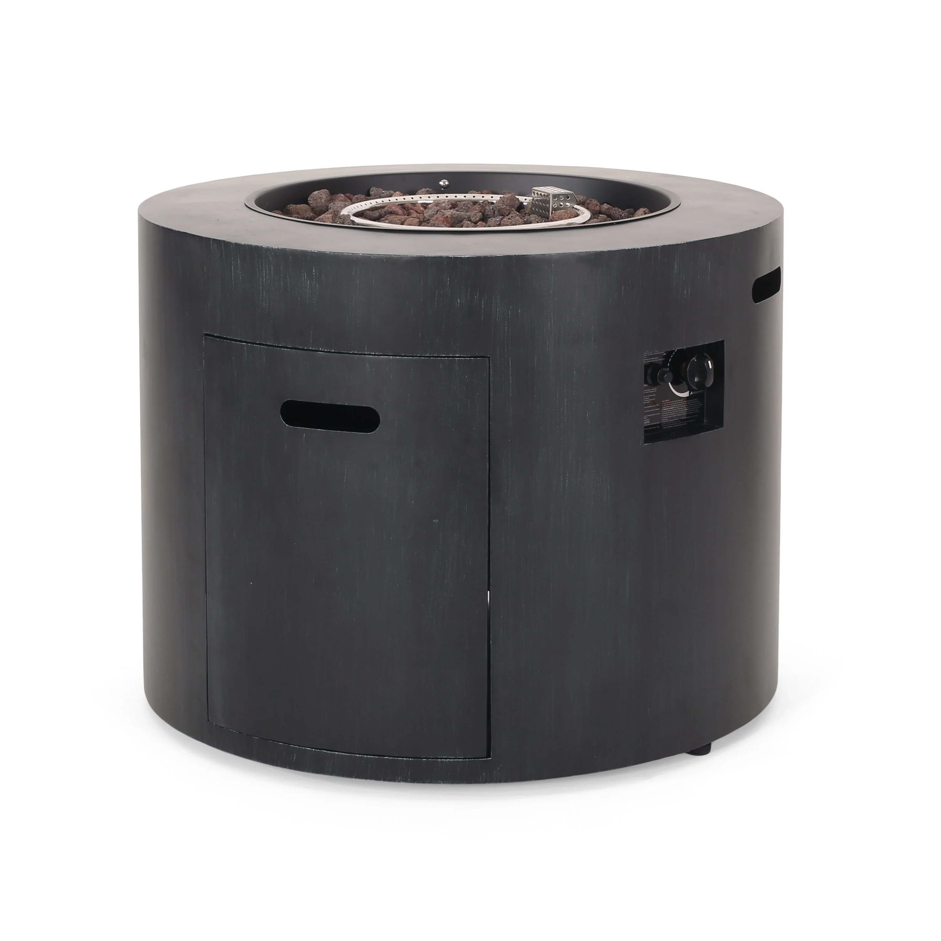 Jasmine Outdoor 40,000 BTU Circular Fire Pit, Brushed Black - furnishings