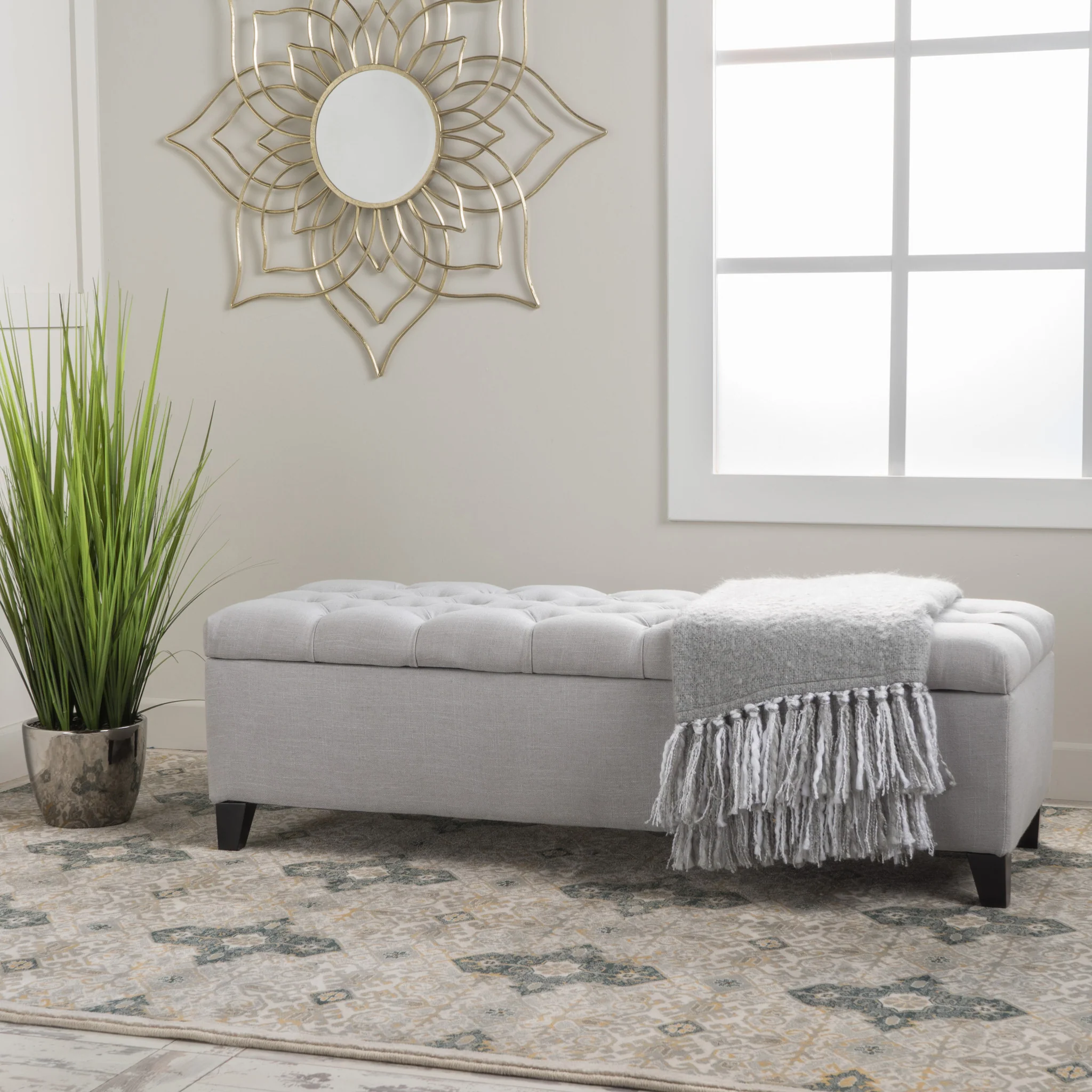 Molle Contemporary Button-Tufted Fabric Storage Ottoman Bench - furnishings