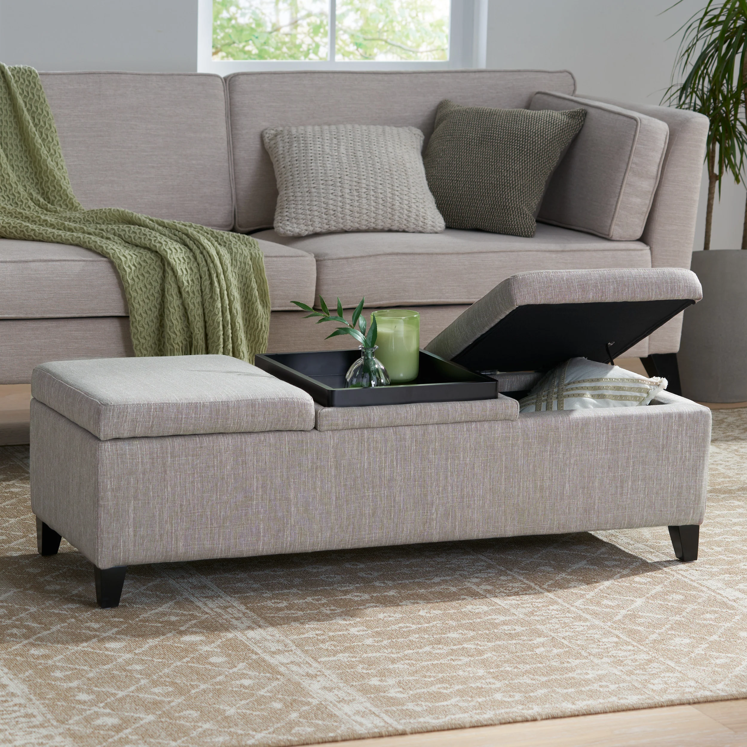 Fullerton Chamois Fabric Storage Ottoman - furnishings