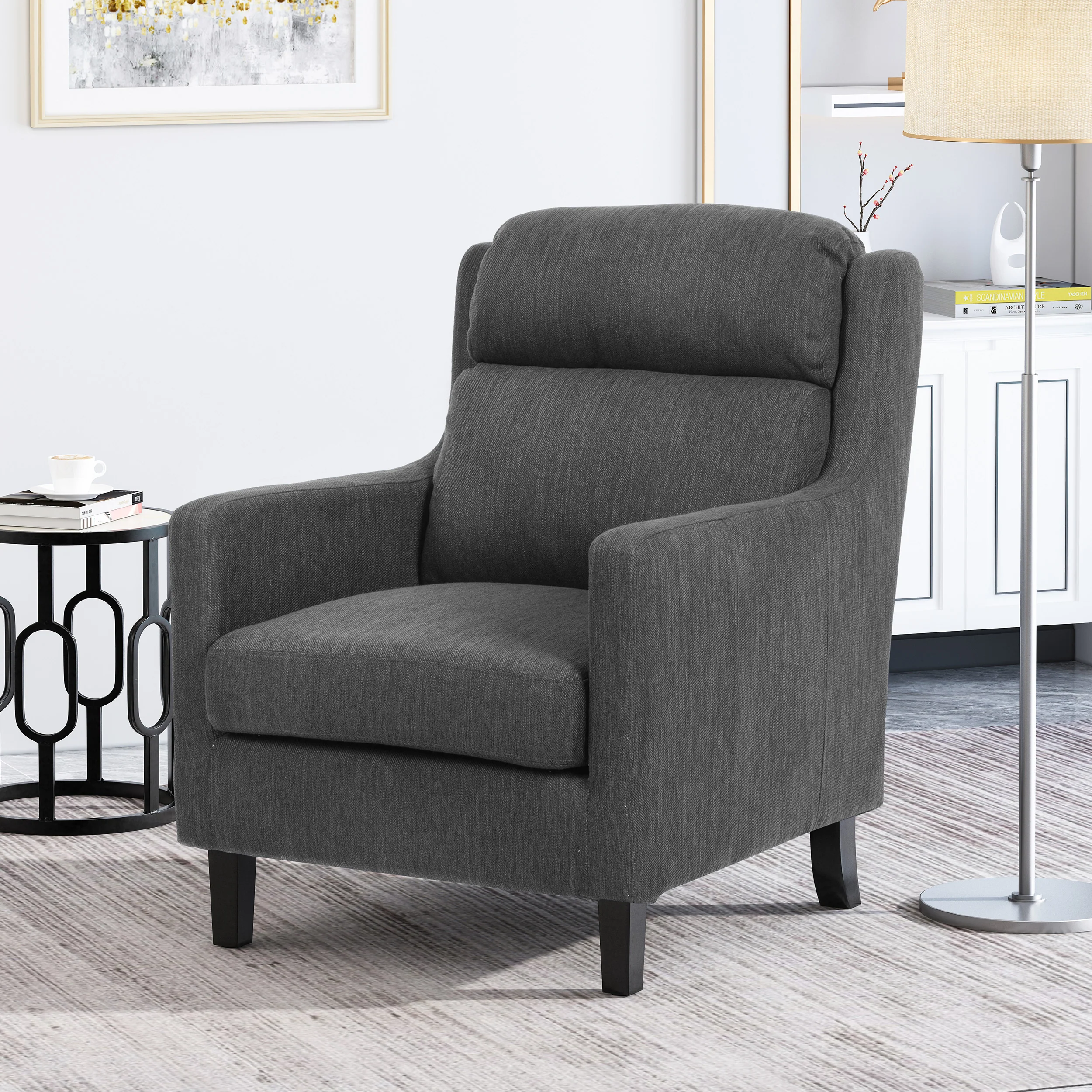 Baden Contemporary Pillow Tufted Fabric Club Chair - furnishings