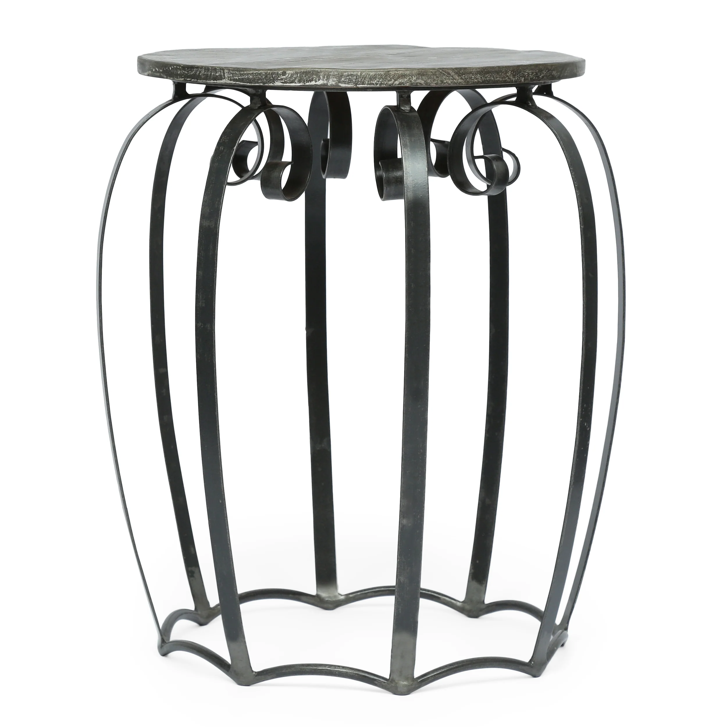 Camba Modern Industrial Handcrafted Mango Wood Side Table, Gray and Black - furnishings