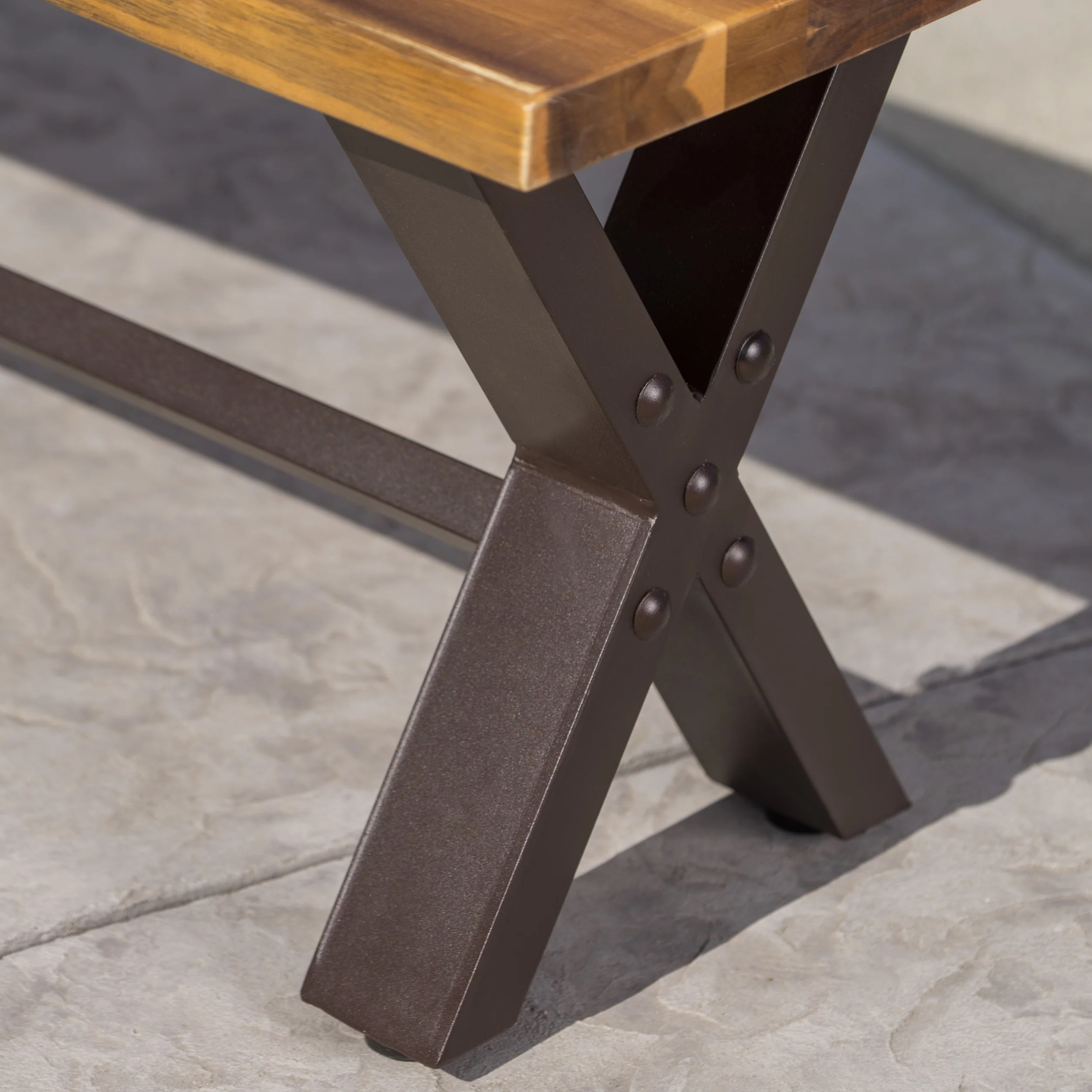 Sanil Outdoor Teak Finished Acacia Wood Dining Bench - furnishings
