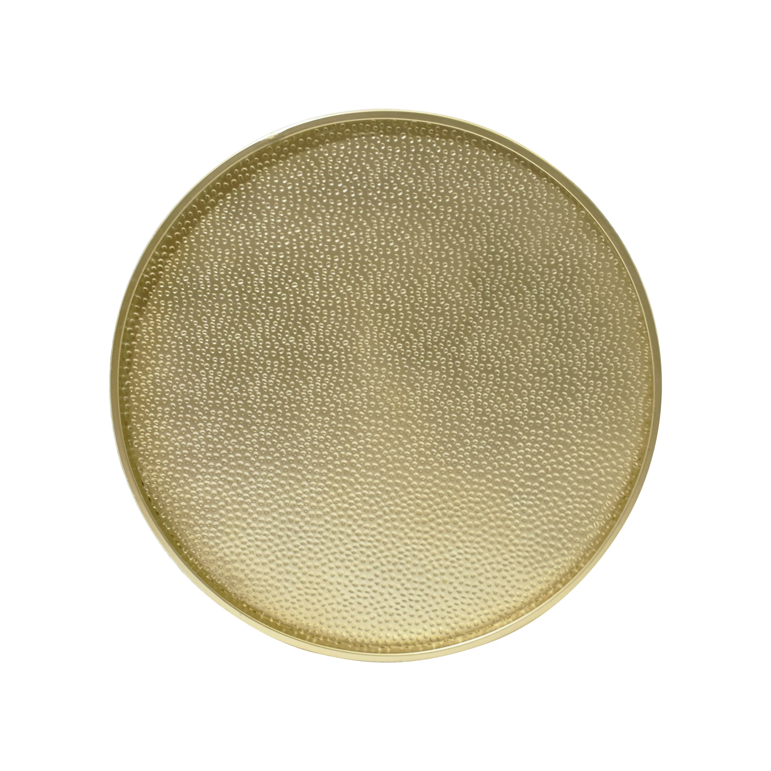 Rache Modern Round Coffee Table with Hammered Iron - furnishings