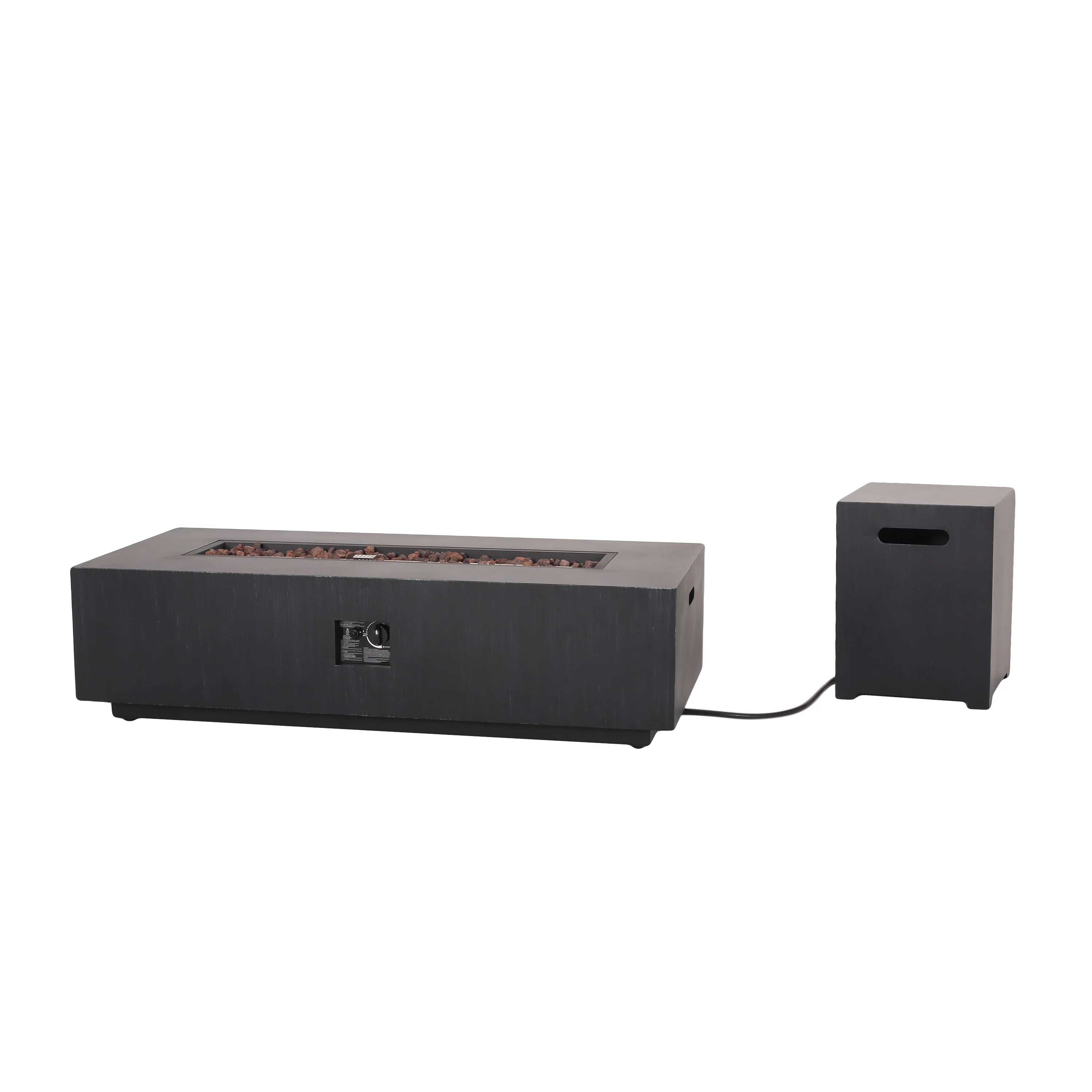 Jasmine Outdoor 50,000 BTU Rectangular Fire Pit with Tank Holder, Brushed Black - furnishings