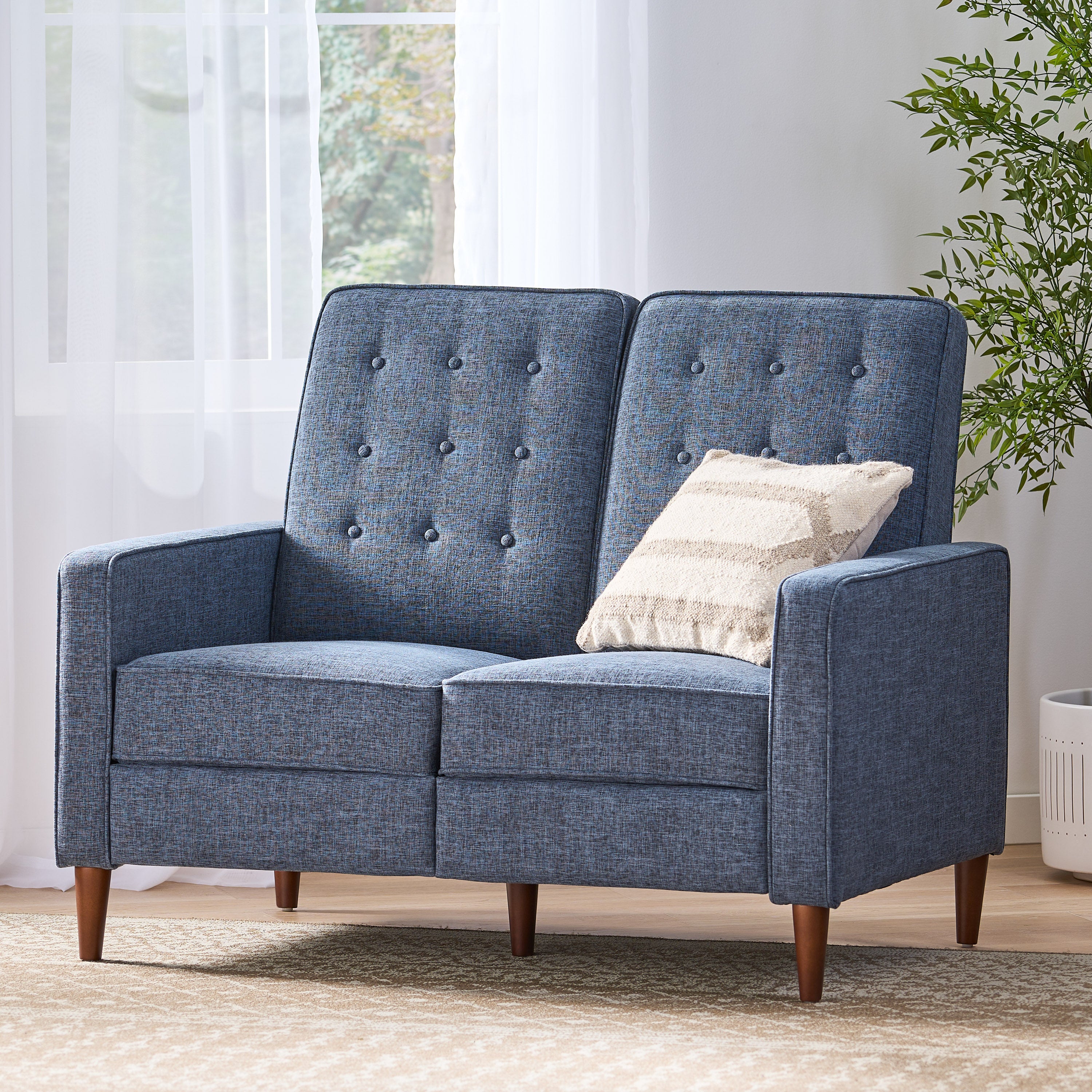 Manville Contemporary Tufted Loveseat Pushback Recliner - furnishings