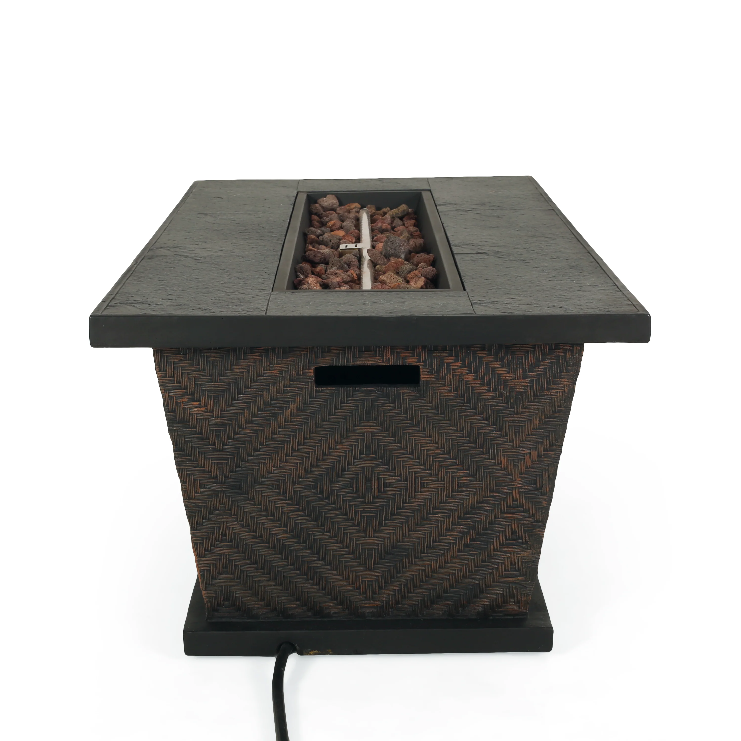 La Jolla Outdoor 50,000 BTU Lightweight Concrete Rectangular Fire Pit (No Tank Holder), Brown - furnishings