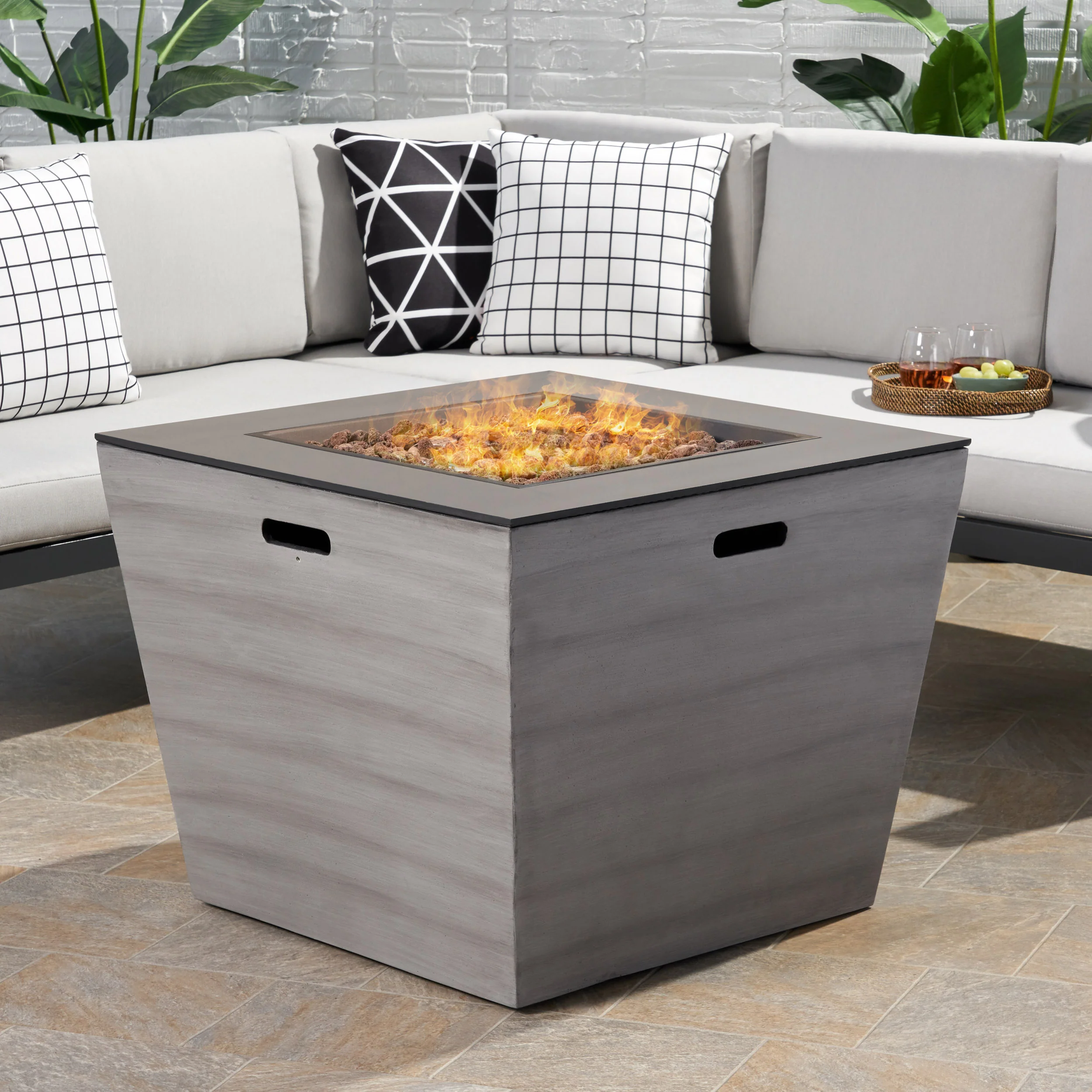 Mattie Outdoor Modern 30-Inch Square Fire Pit - furnishings