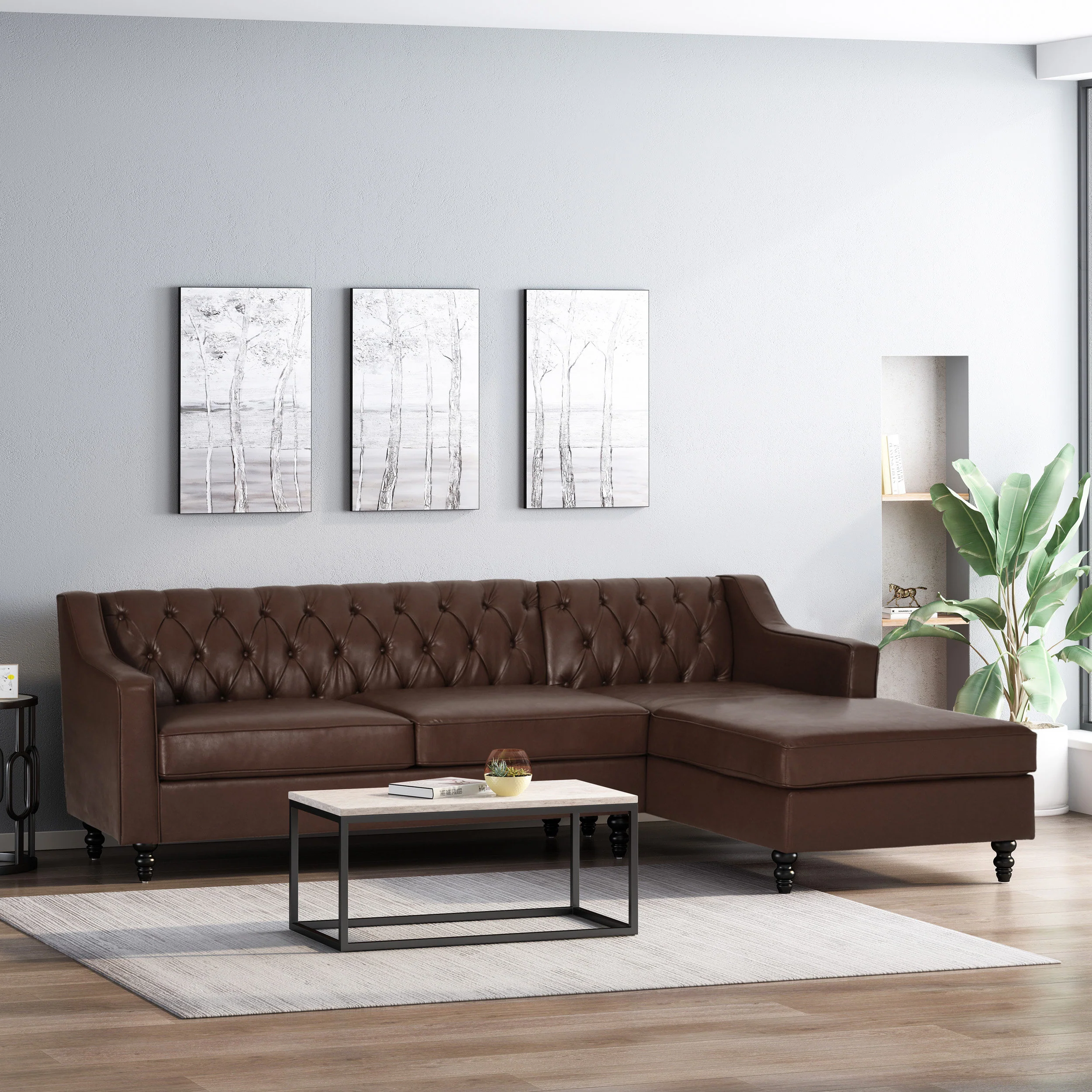 Bluewater Contemporary Tufted Chaise Sectional - furnishings
