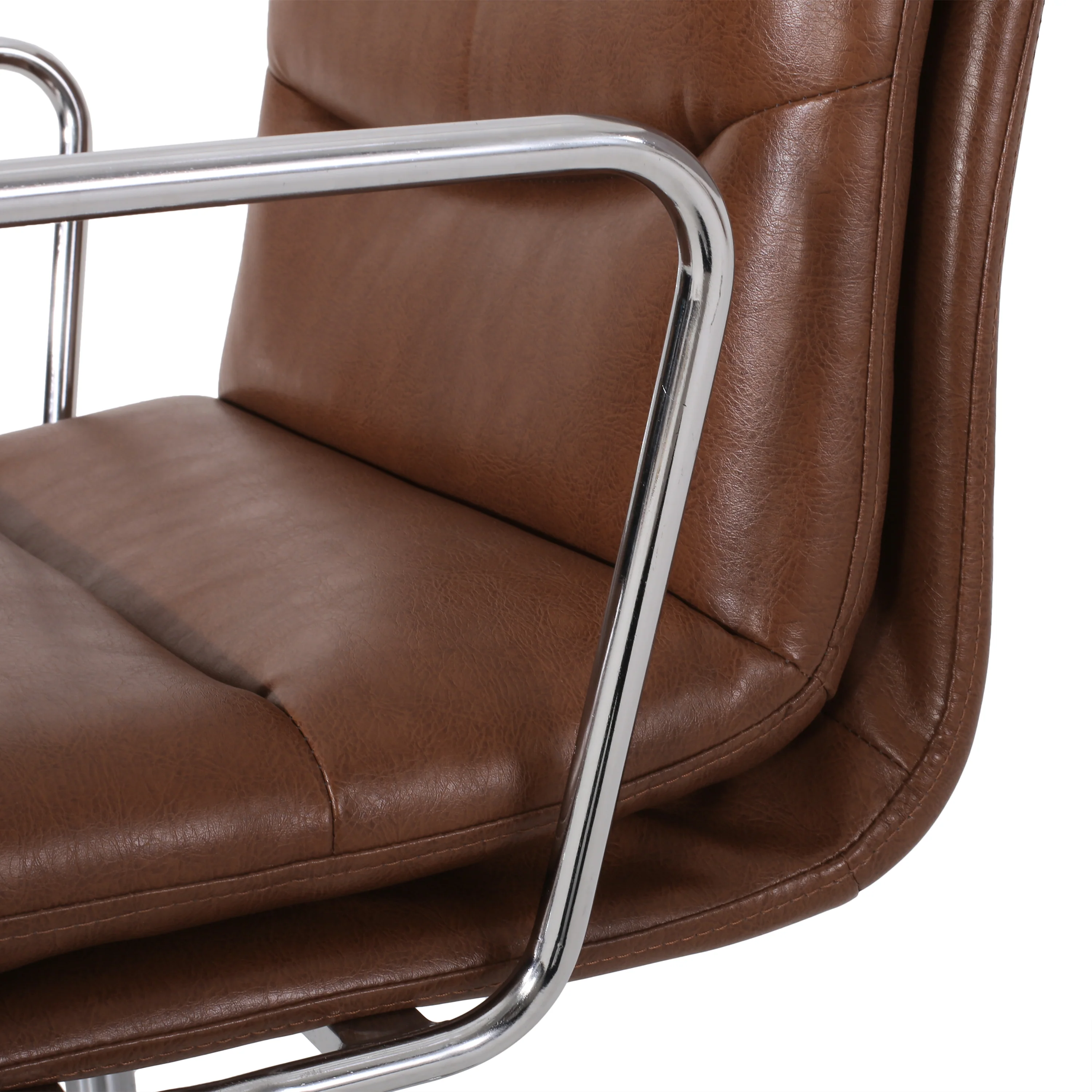 Gould Contemporary Faux Leather Channel Stitch Swivel Office Chair - furnishings