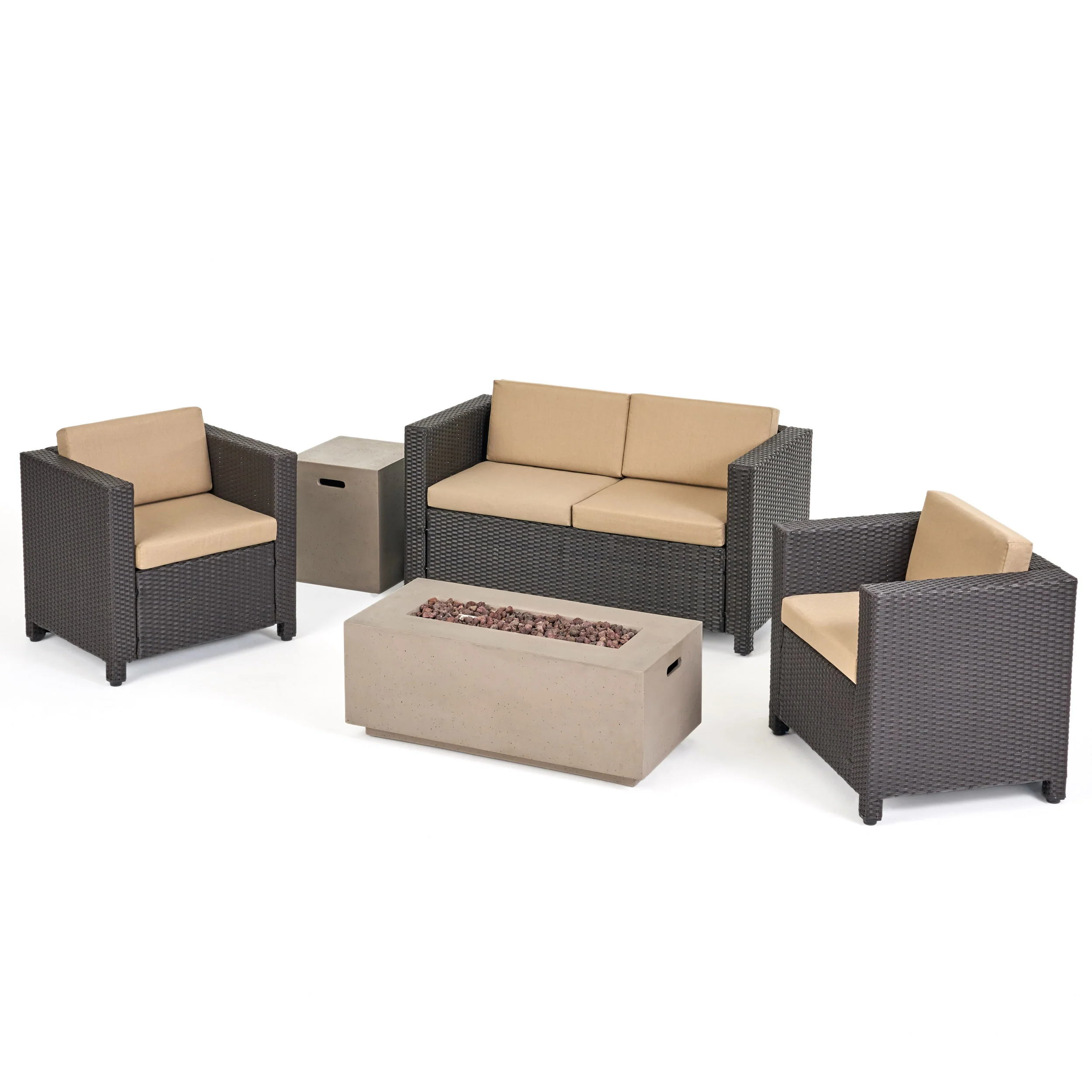 Venice 4-Seater Outdoor Fire Pit Sofa Set - furnishings