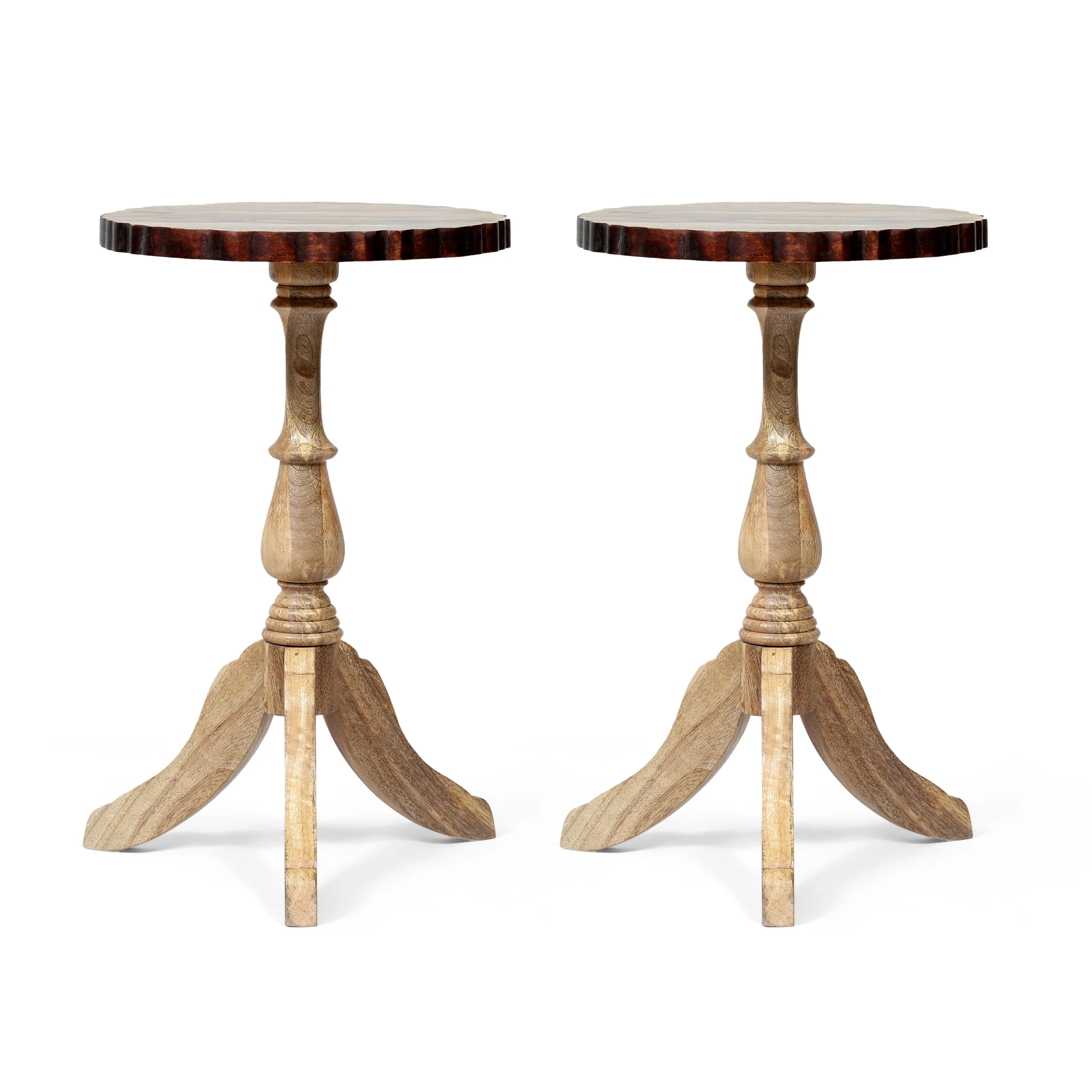 Perry Handcrafted Boho Mango Wood End Table (Set of 2) - furnishings