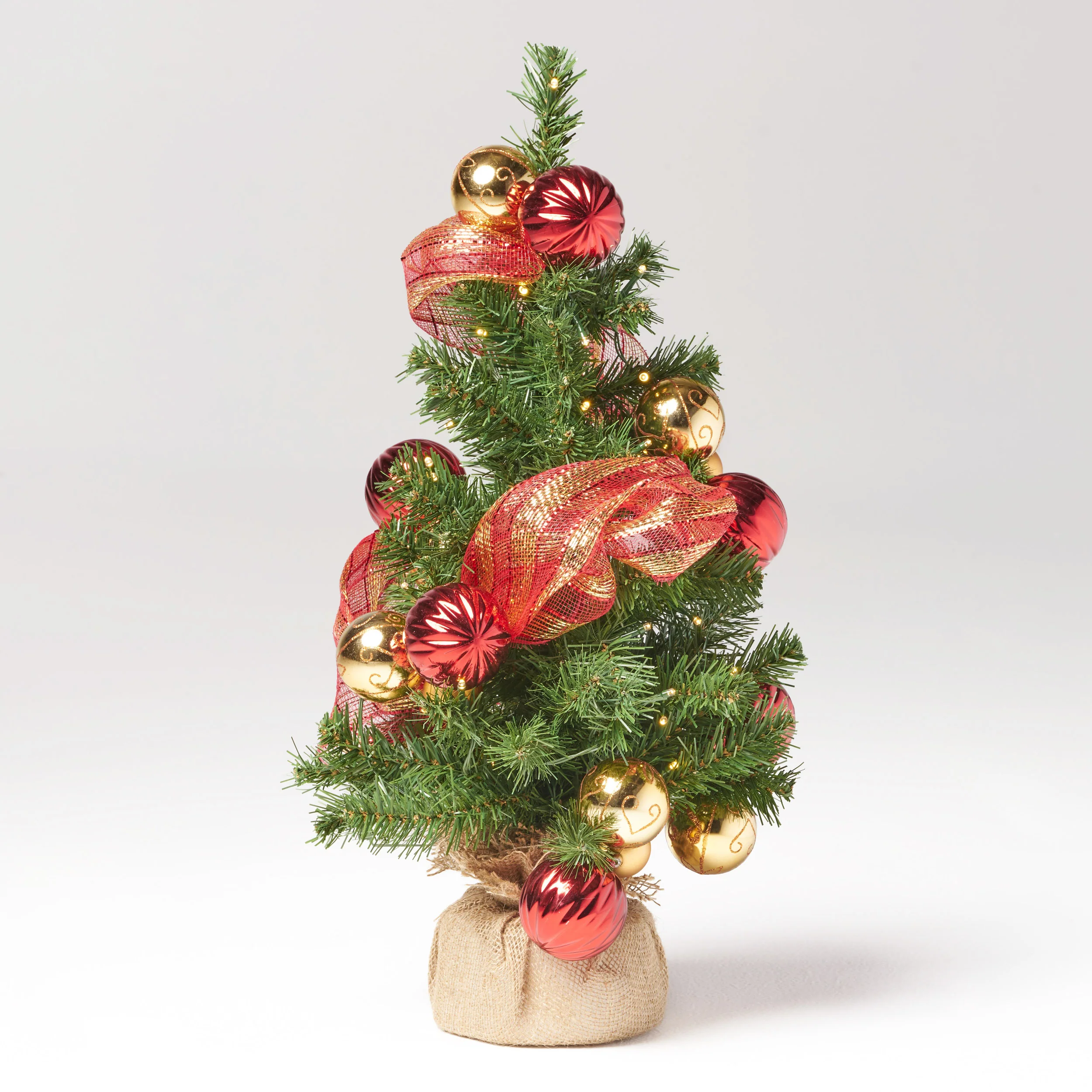 2-foot Noble Fir Pre-Lit Clear LED Pre-Decorated Artificial Christmas Tree - furnishings