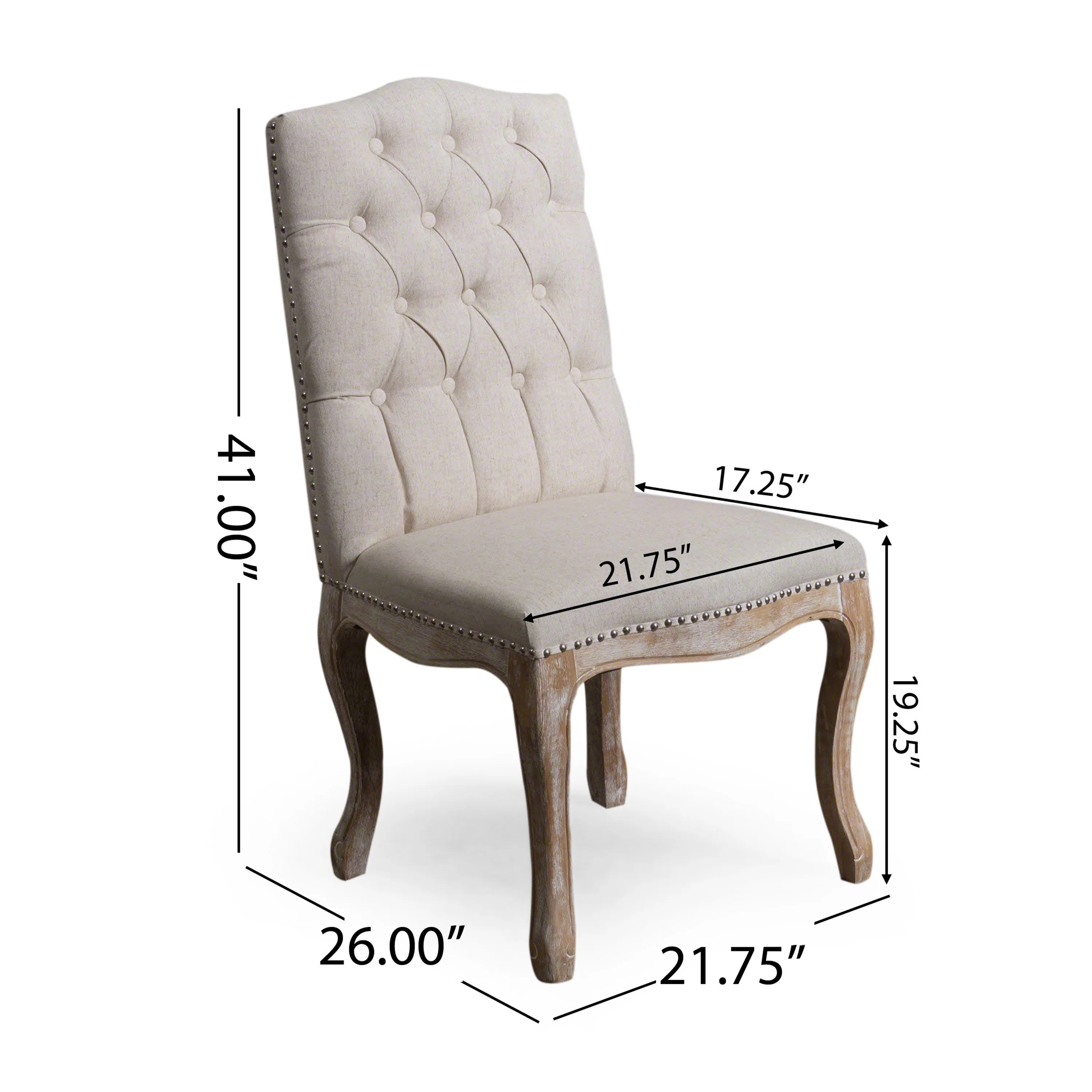 Jolie Traditional Button Tufted Fabric Dining Chairs with Curved Legs (Set of 2) - furnishings