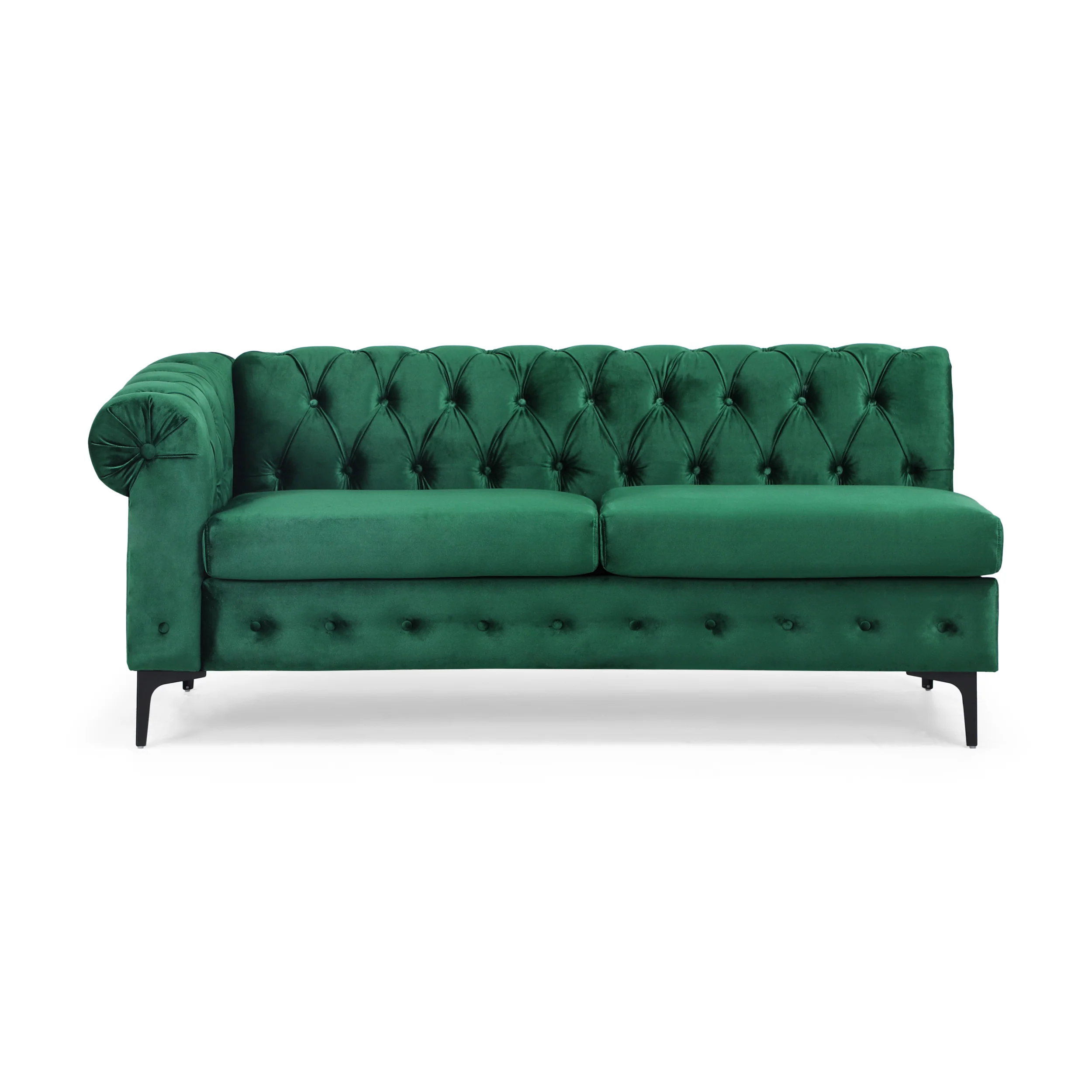 Juelz Contemporary Velvet 3 Seater Sectional Sofa with Chaise Lounge - furnishings