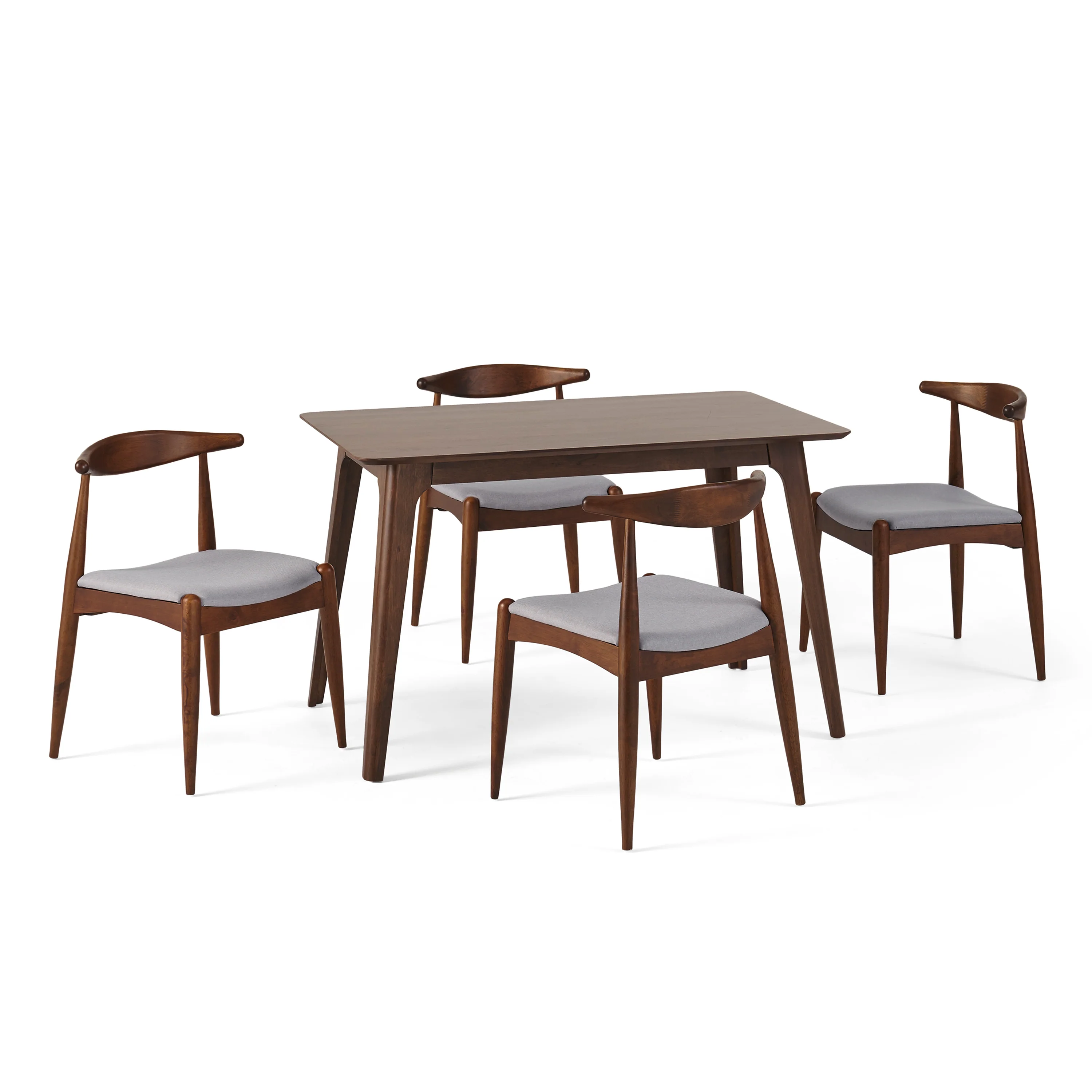 Francaise Mid-Century Walnut Finish 5 Piece Dining Set - furnishings