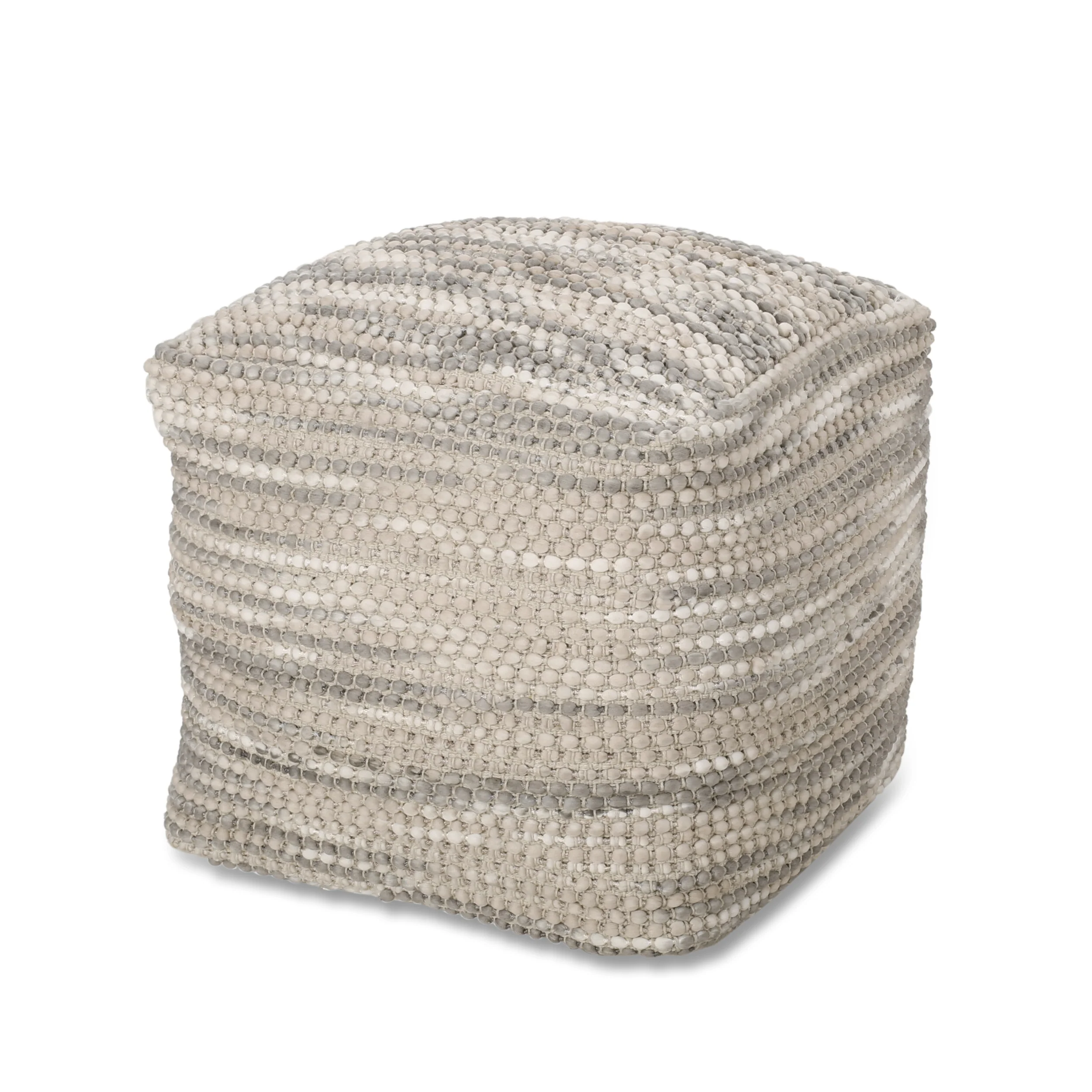 Waterford Handcrafted Boho Fabric Cube Pouf - furnishings